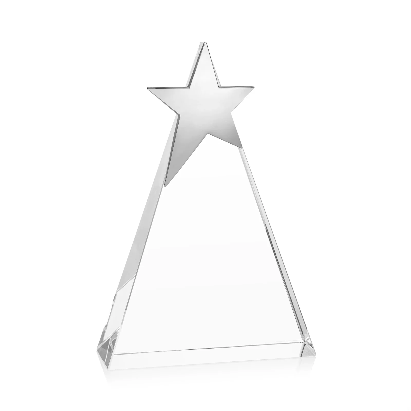 Personalized Optical Crystal Triangle Award Crowned with a Chrome Star for graduation ceremonies