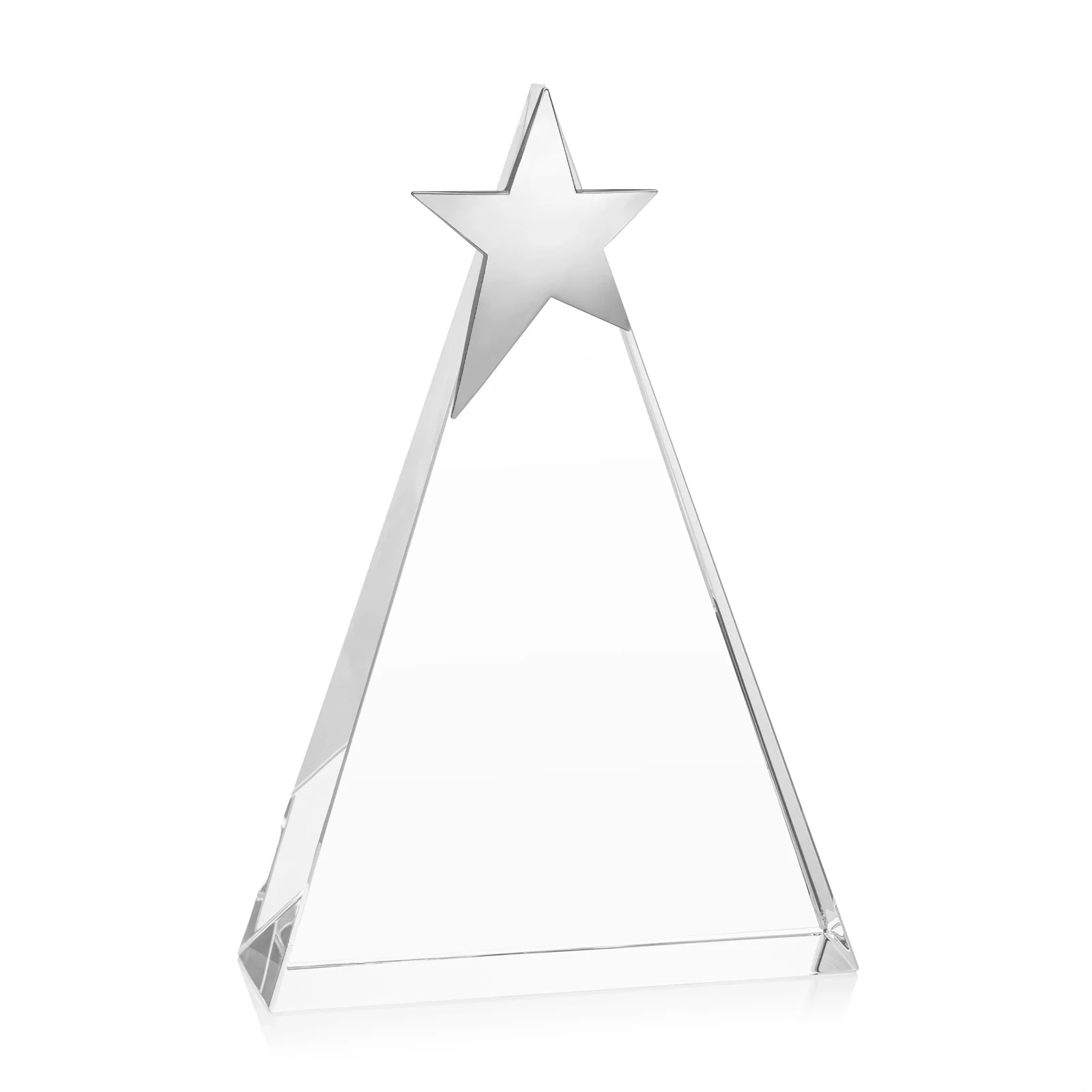 Personalized Optical Crystal Triangle Award Crowned with a Chrome Star for safety achievement programs