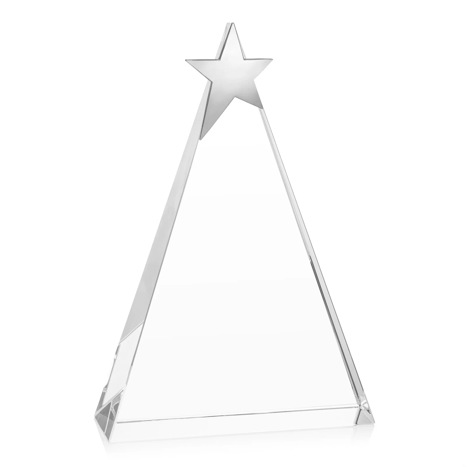 Personalized Optical Crystal Triangle Award Crowned with a Chrome Star for volunteer appreciation