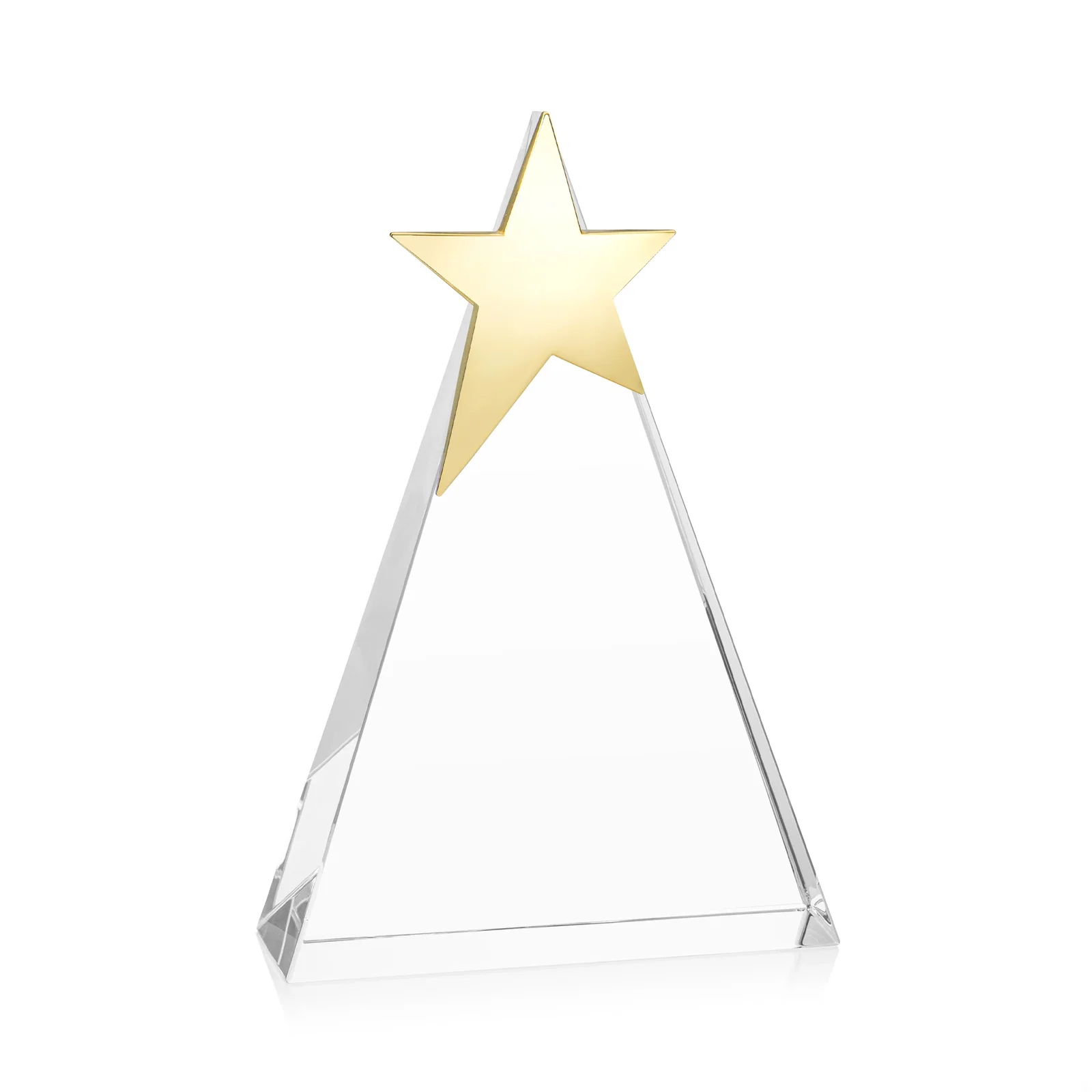 Personalized Optical Crystal Triangle Award Crowned with a Chrome Star for dealer and partner awards