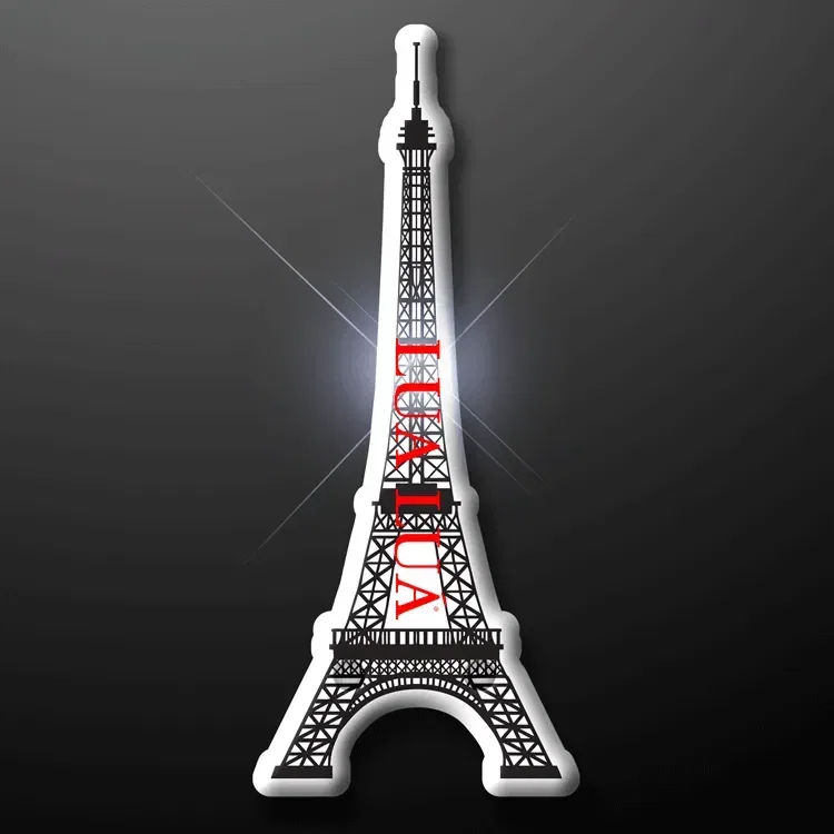 White and Black Eiffel Tower Flashing Lapel Pins — view 2