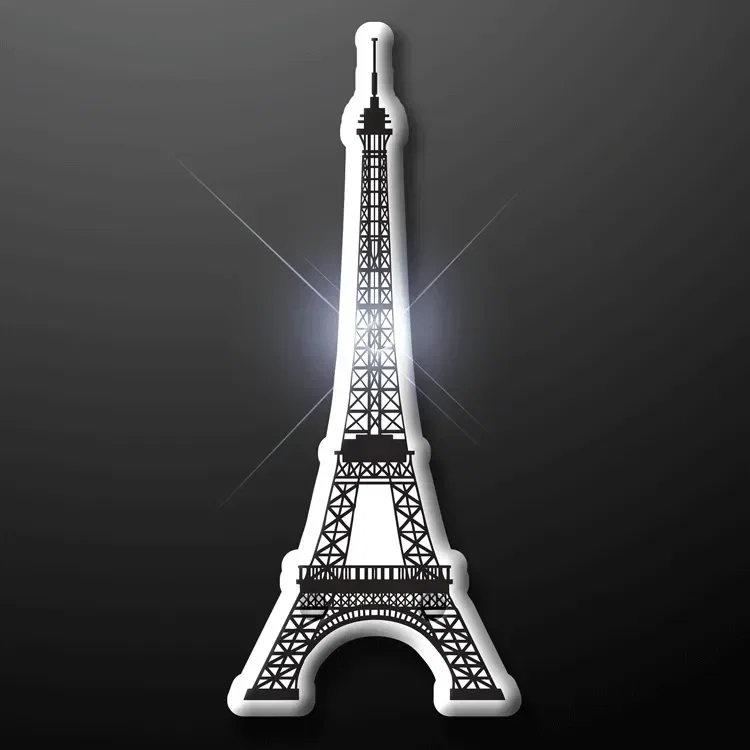 White and Black Eiffel Tower Flashing Lapel Pins — view 3