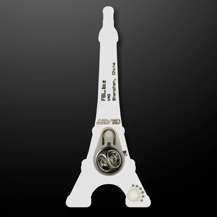 White and Black Eiffel Tower Flashing Lapel Pins — view 4