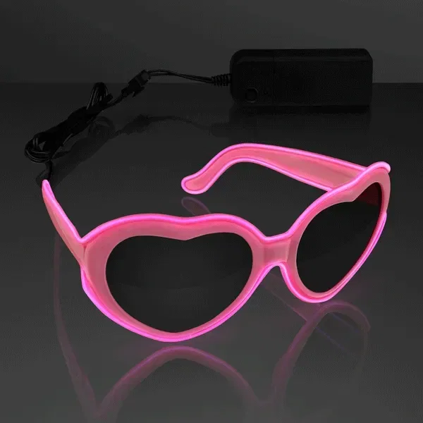 EL Wire Glowing Pink Heart Sunglasses — view 2