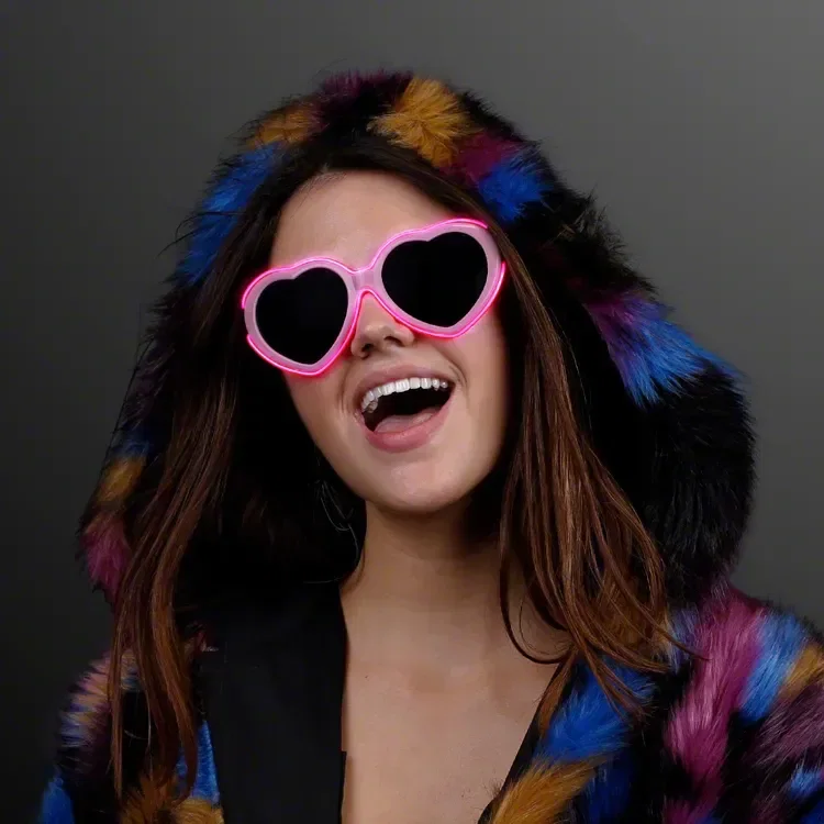 EL Wire Glowing Pink Heart Sunglasses — view 6
