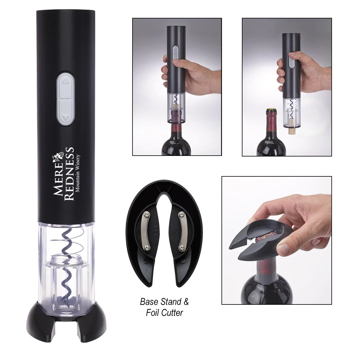 Opener shown beside a bottle ready to remove the stopper