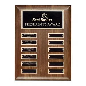 Hand-Rubbed Walnut Perpetual Plaque With 12 Pre-Attached Plates