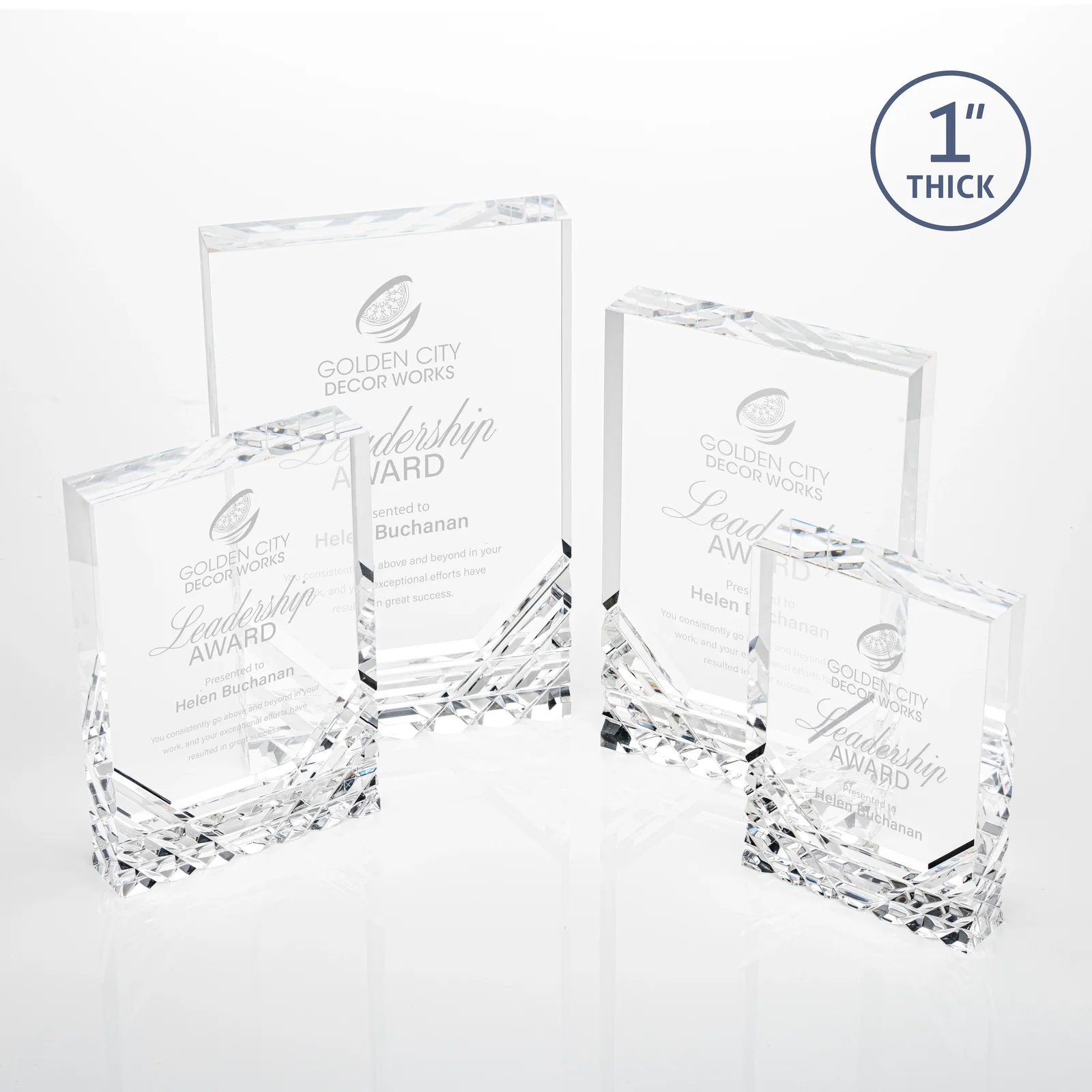 Custom Acrylic Rectangle Award With Color-Reflecting Cut Base for employee recognition