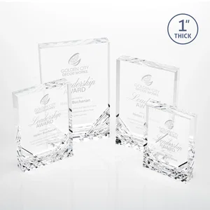 Acrylic Rectangle Award With Color-Reflecting Cut Base