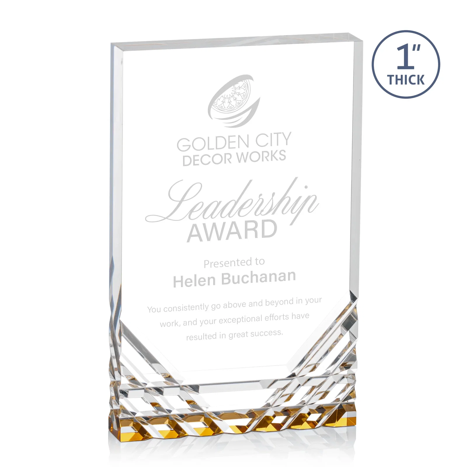 Custom Acrylic Rectangle Award With Color-Reflecting Cut Base for volunteer appreciation
