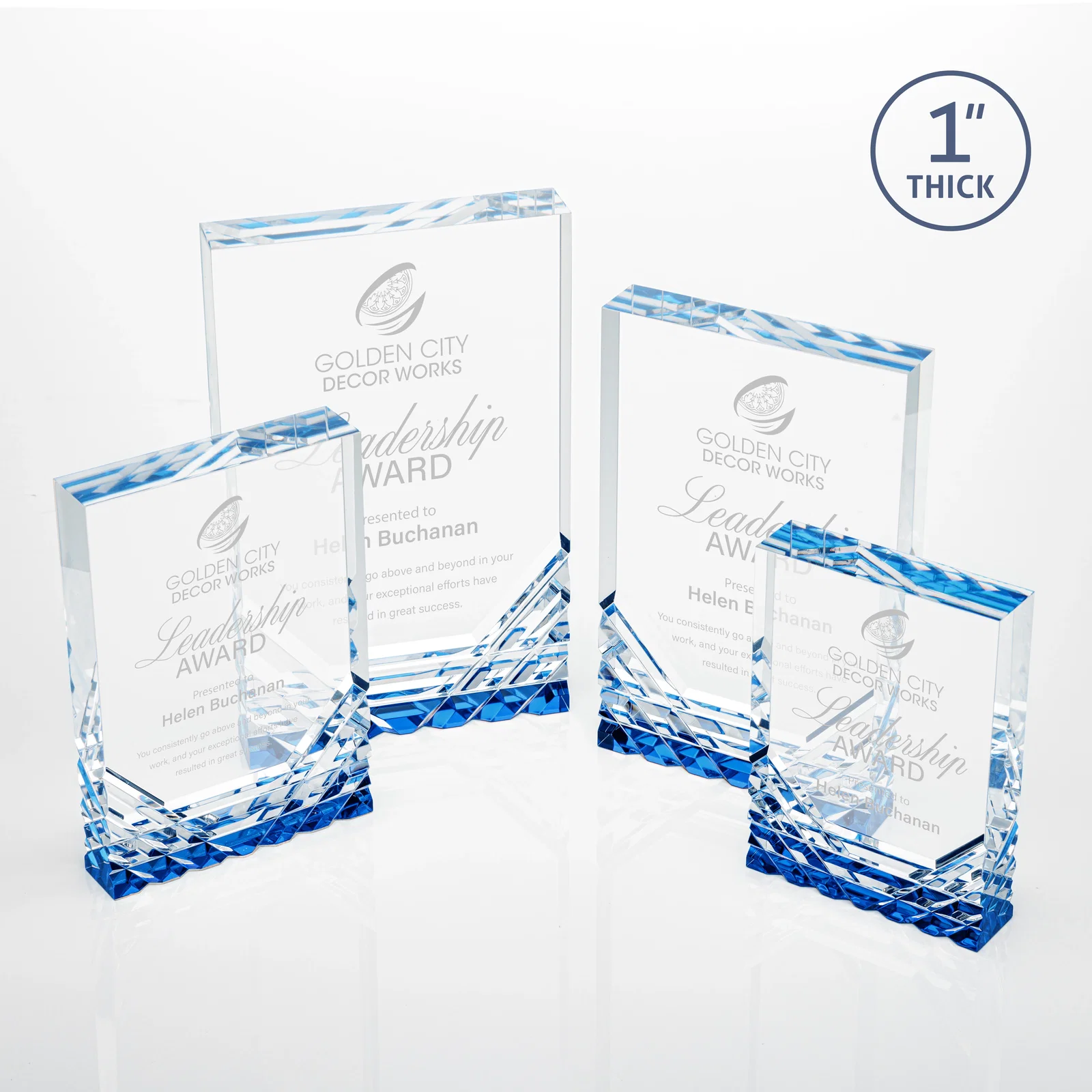 Custom Acrylic Rectangle Award With Color-Reflecting Cut Base for dealer and partner awards