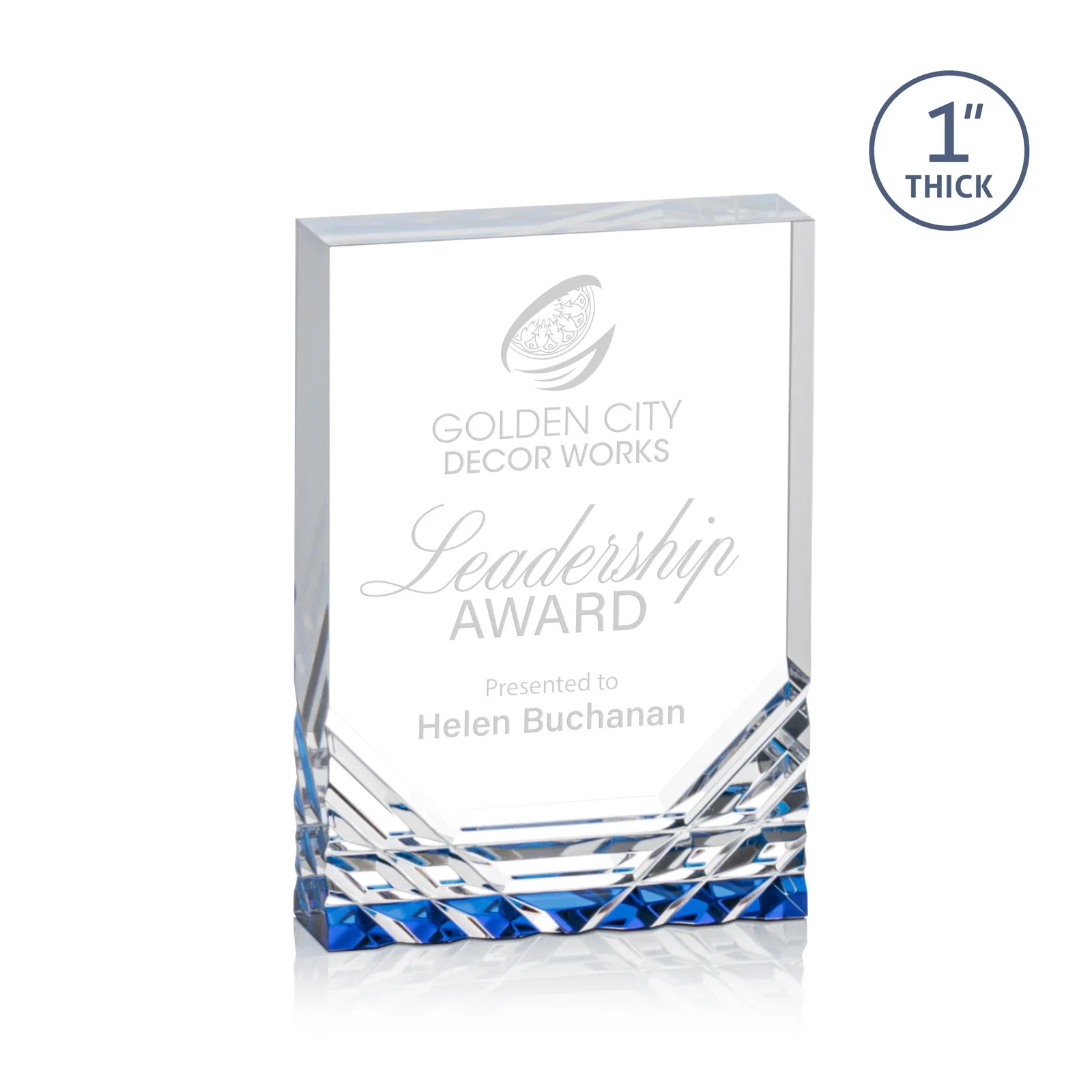 Custom Acrylic Rectangle Award With Color-Reflecting Cut Base for company anniversary events