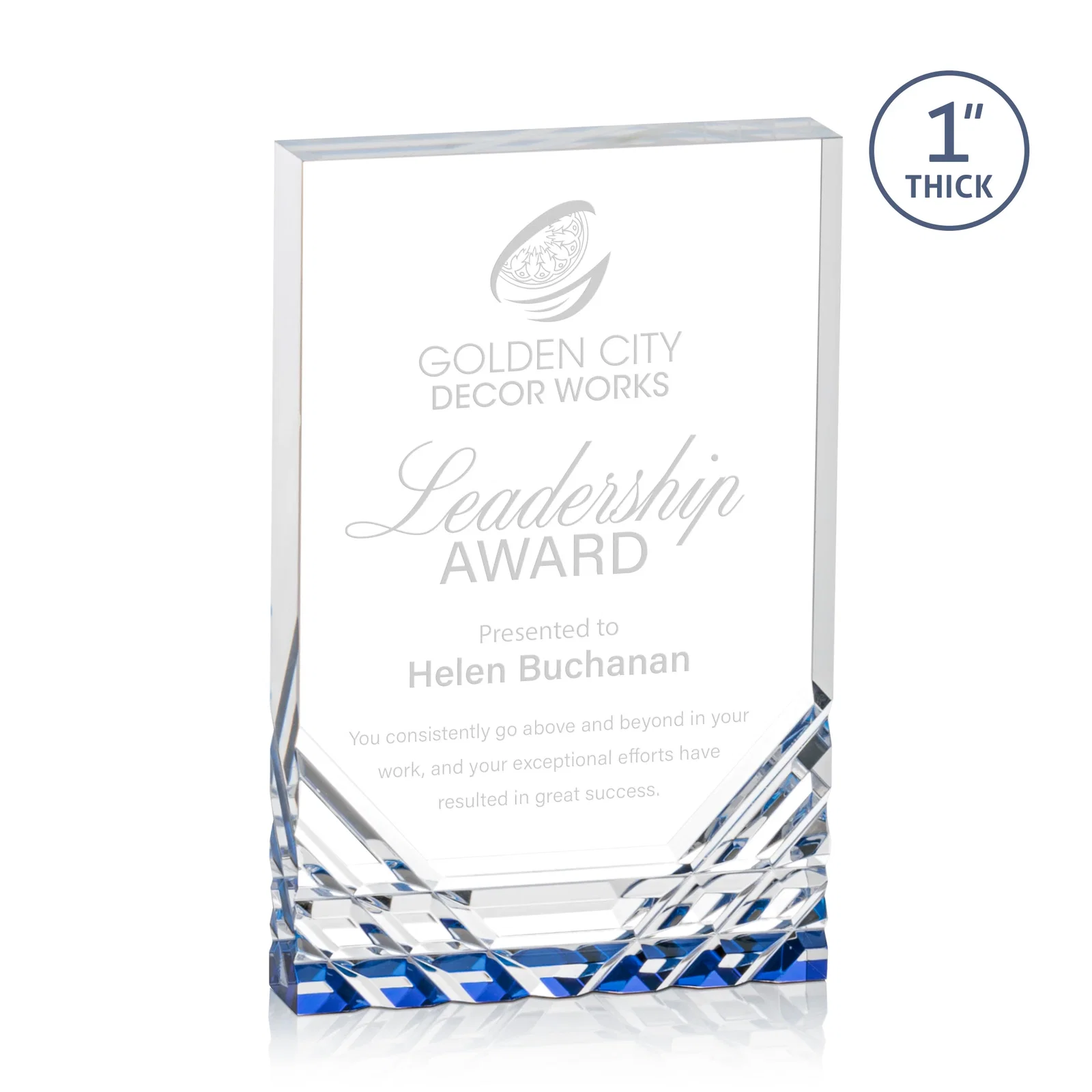 Personalized Acrylic Rectangle Award With Color-Reflecting Cut Base for corporate award ceremonies