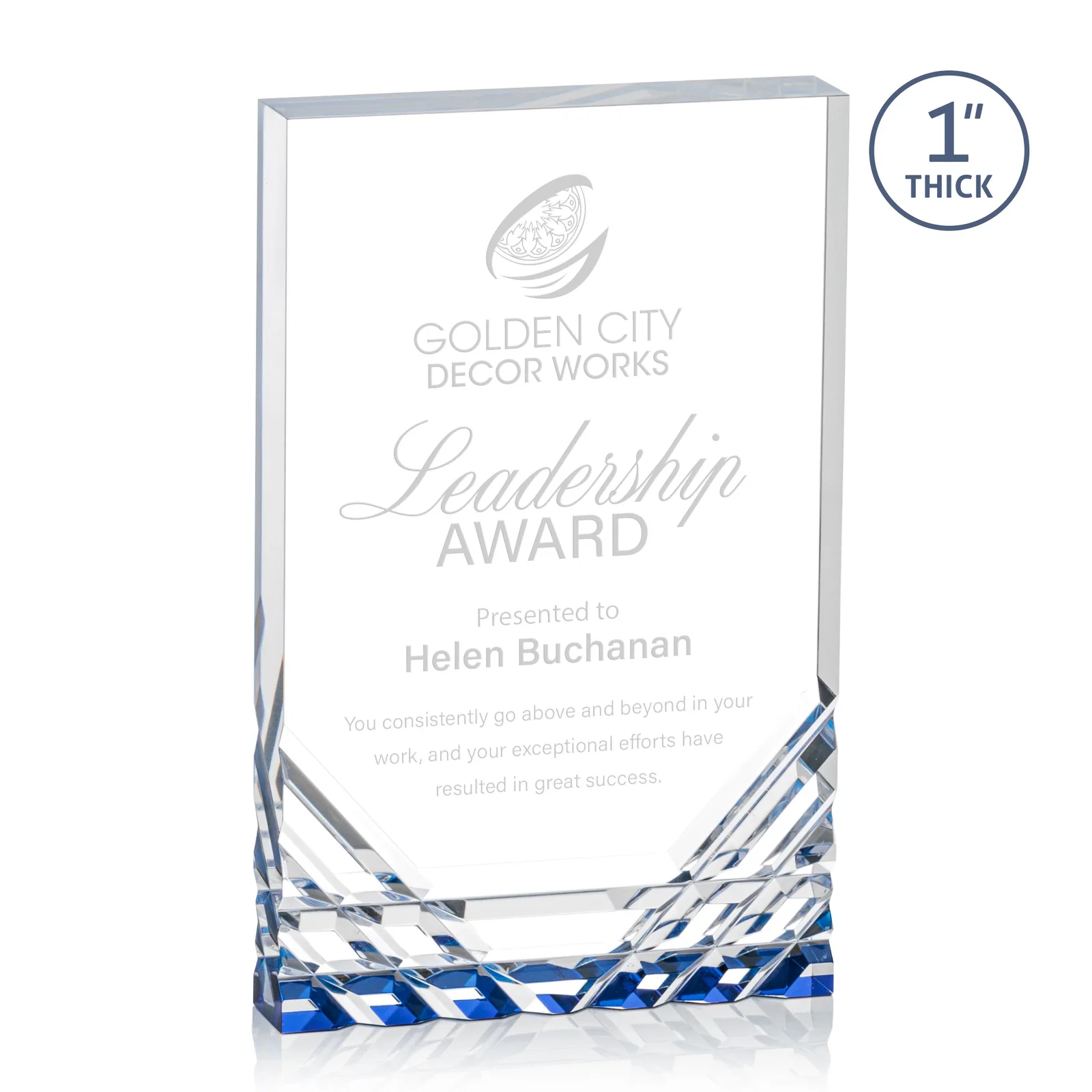 Personalized Acrylic Rectangle Award With Color-Reflecting Cut Base for service anniversary gifts