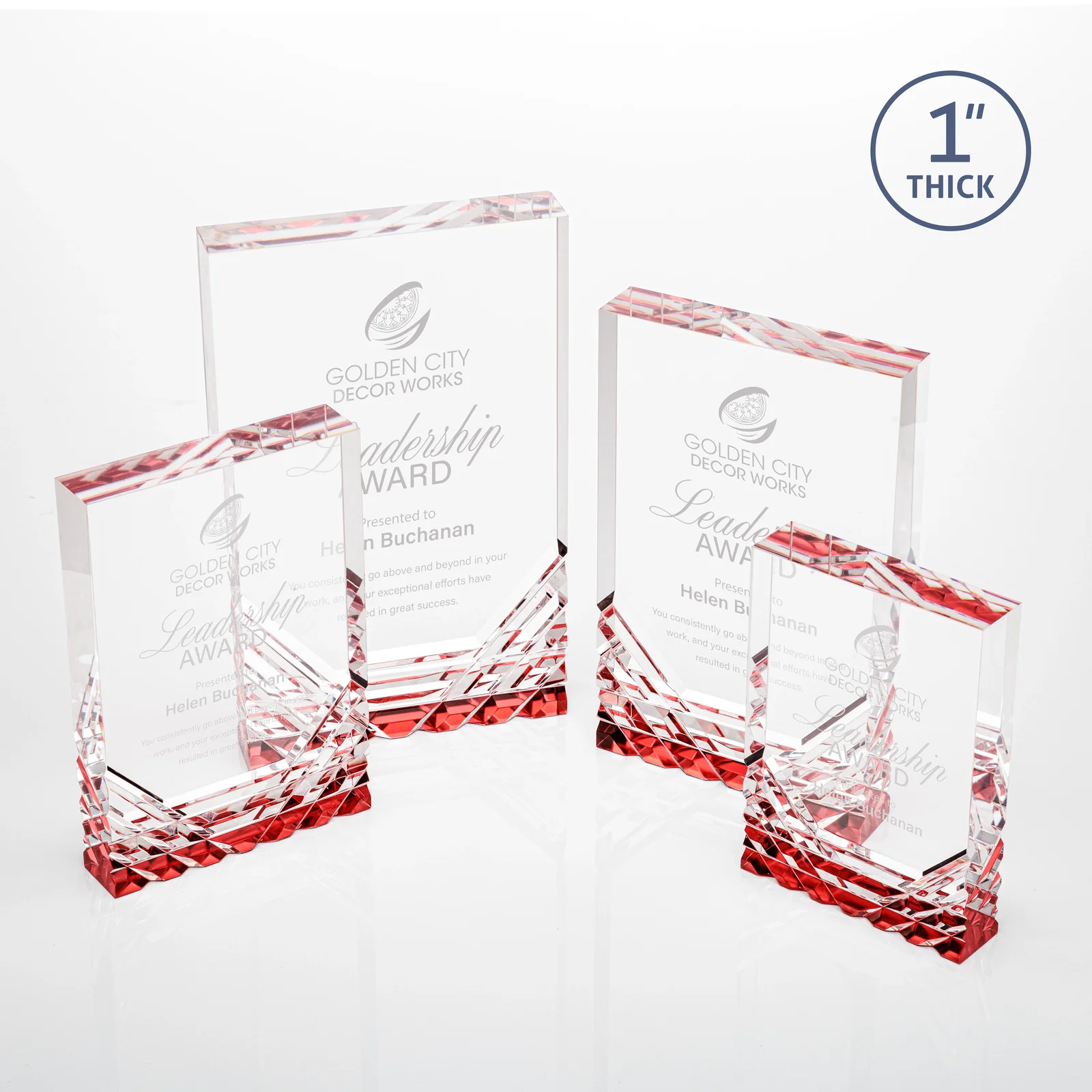 Personalized Acrylic Rectangle Award With Color-Reflecting Cut Base for sales achievement awards