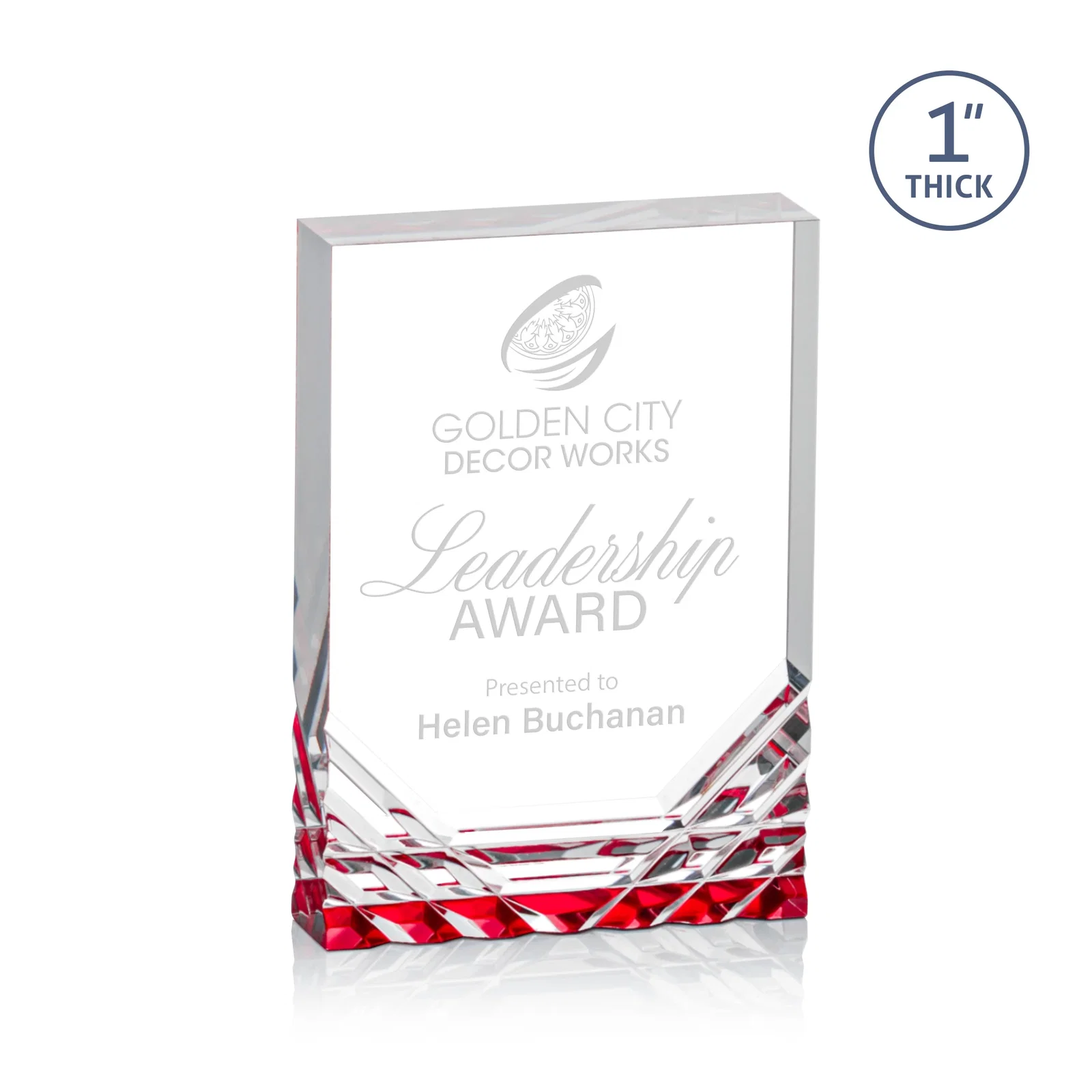 Personalized Acrylic Rectangle Award With Color-Reflecting Cut Base for retirement presentations