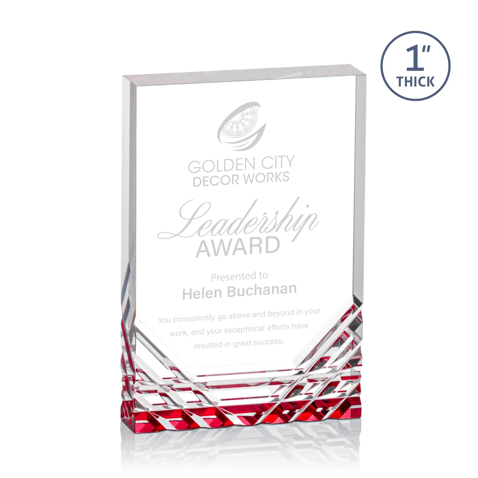 Personalized Acrylic Rectangle Award With Color-Reflecting Cut Base for team milestone celebrations