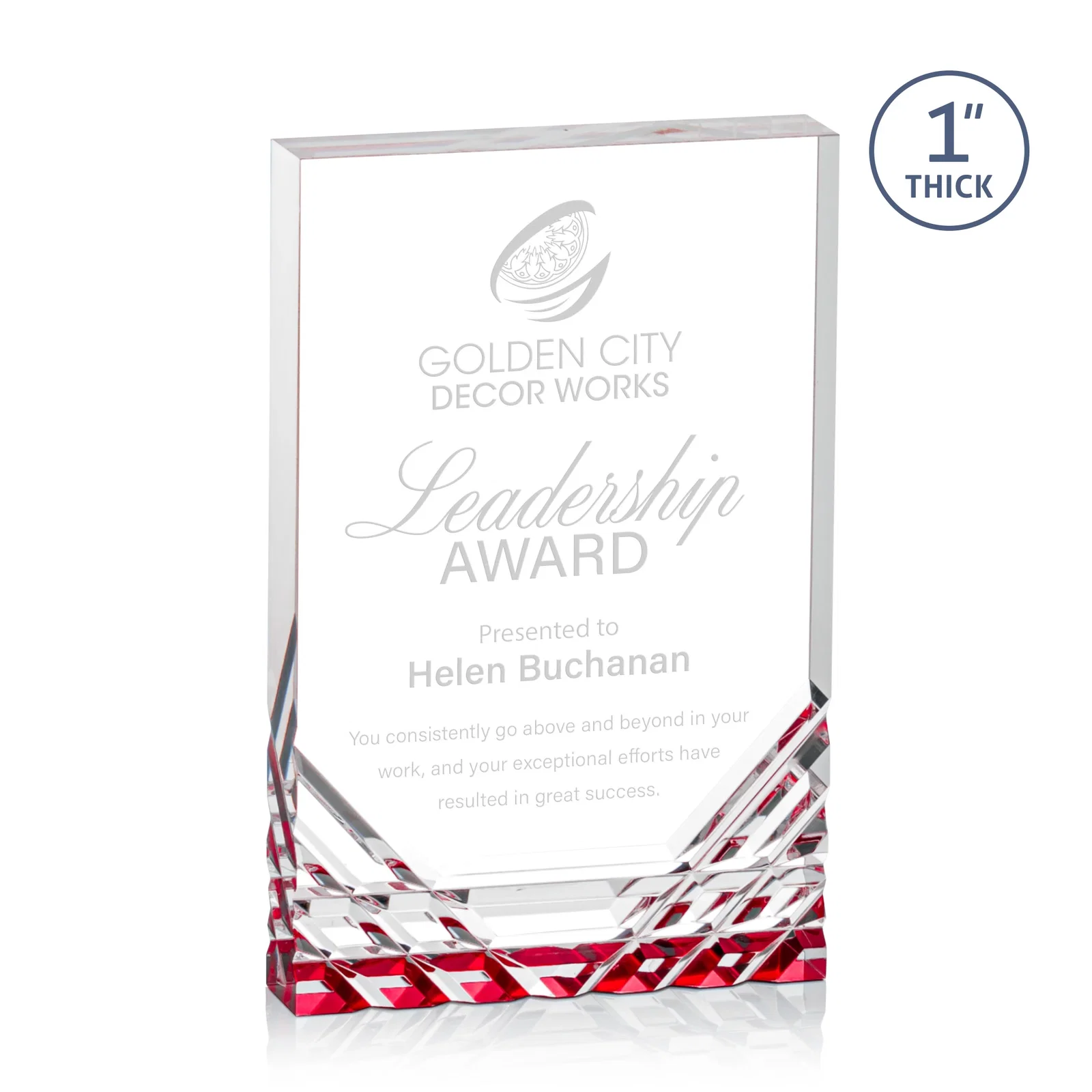 Personalized Acrylic Rectangle Award With Color-Reflecting Cut Base for donor appreciation