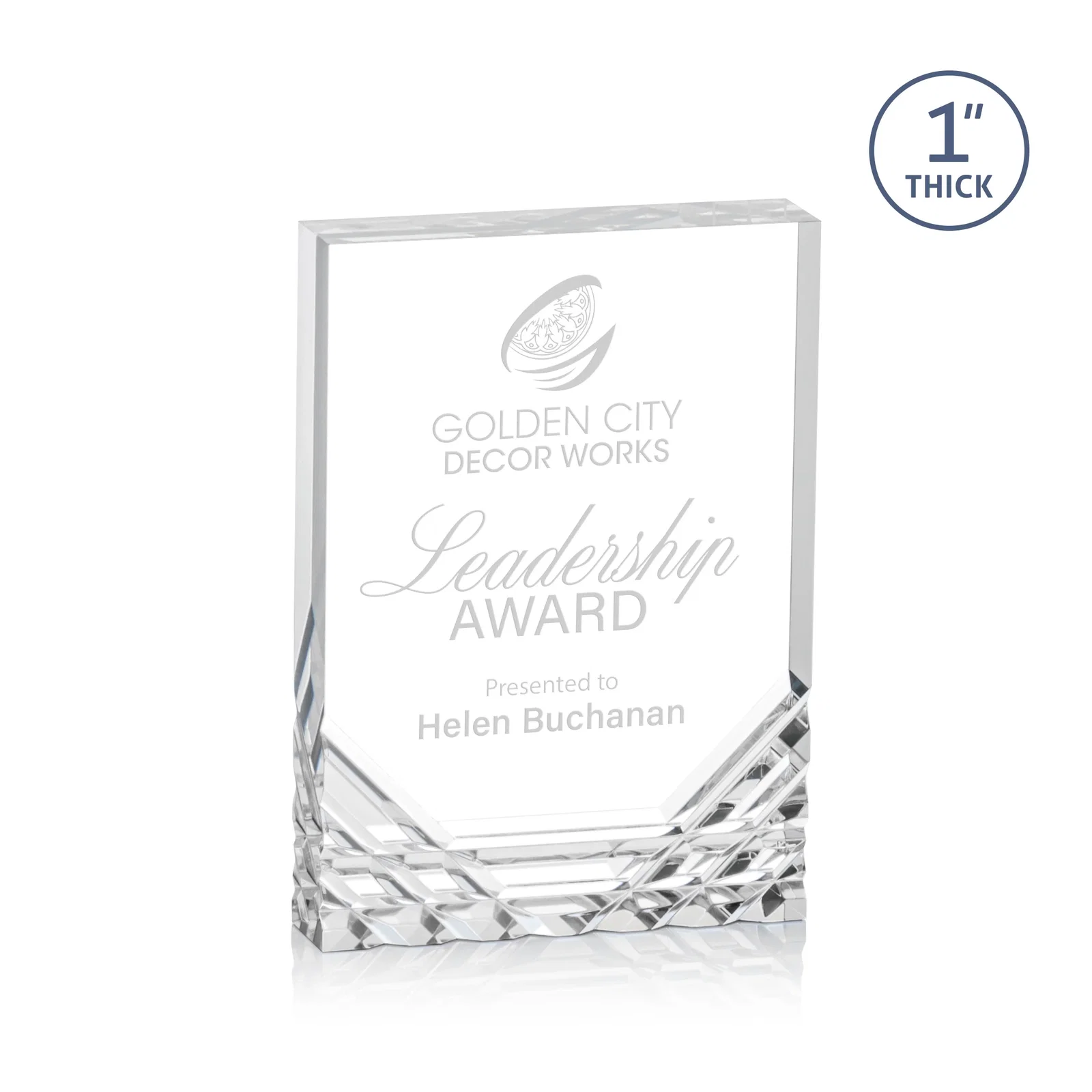 Custom Acrylic Rectangle Award With Color-Reflecting Cut Base for corporate award ceremonies