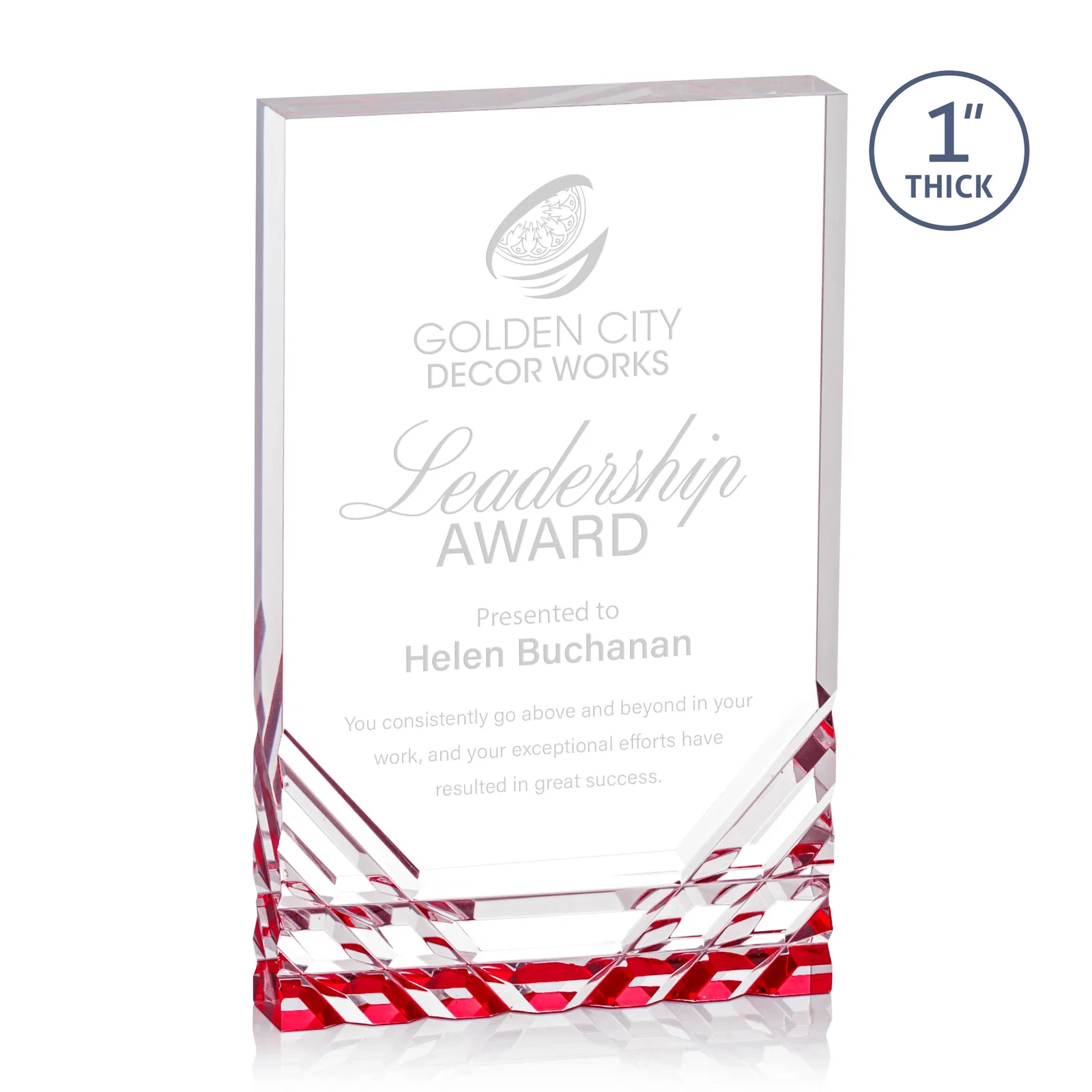 Personalized Acrylic Rectangle Award With Color-Reflecting Cut Base for graduation ceremonies
