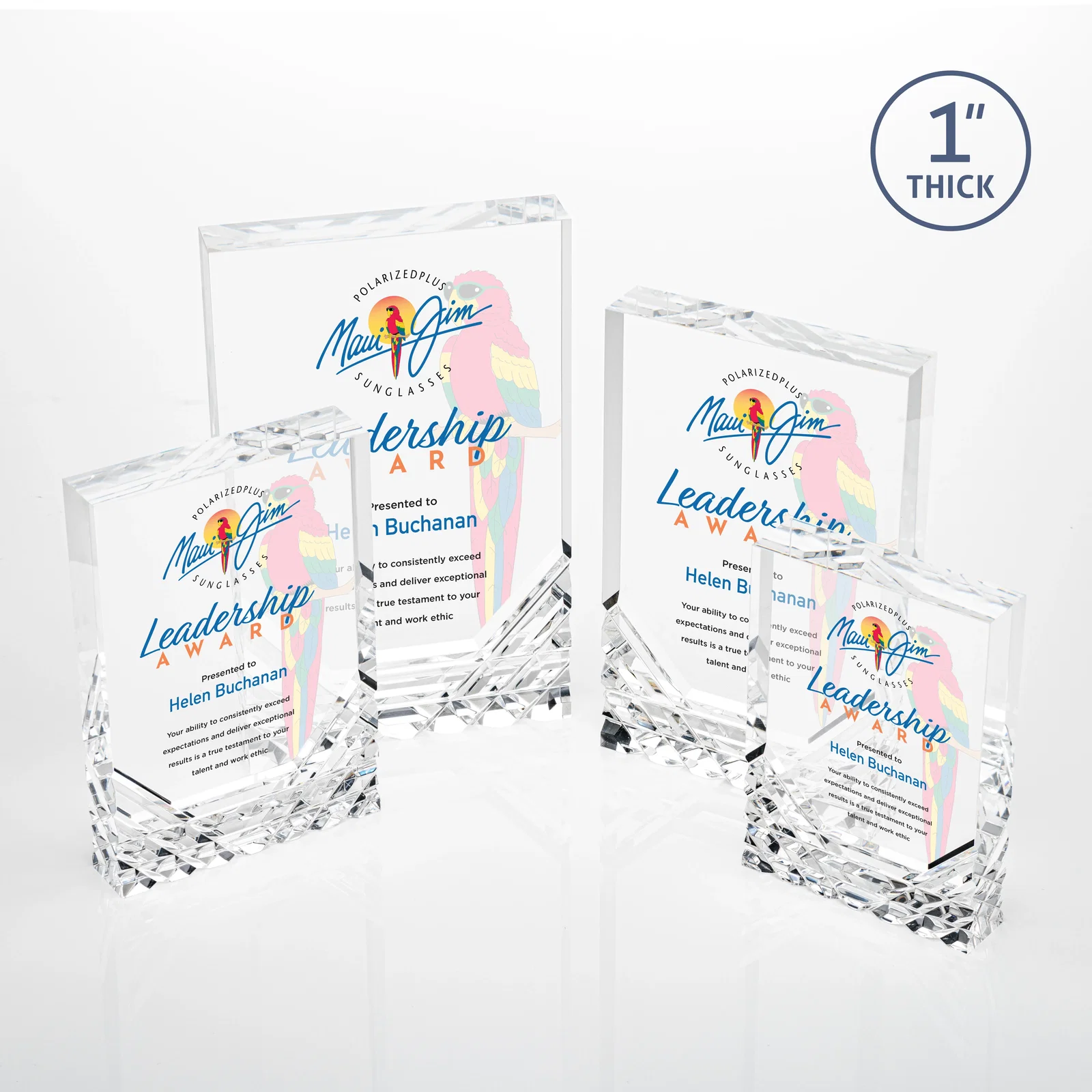 Personalized Acrylic Rectangle Award With Color-Reflecting Cut Base for safety achievement programs
