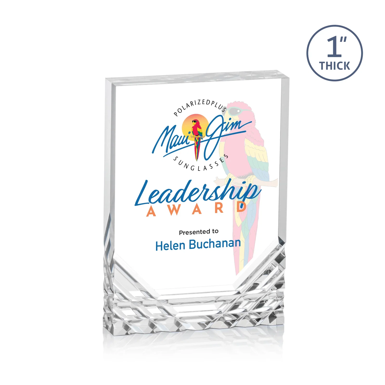 Personalized Acrylic Rectangle Award With Color-Reflecting Cut Base for volunteer appreciation