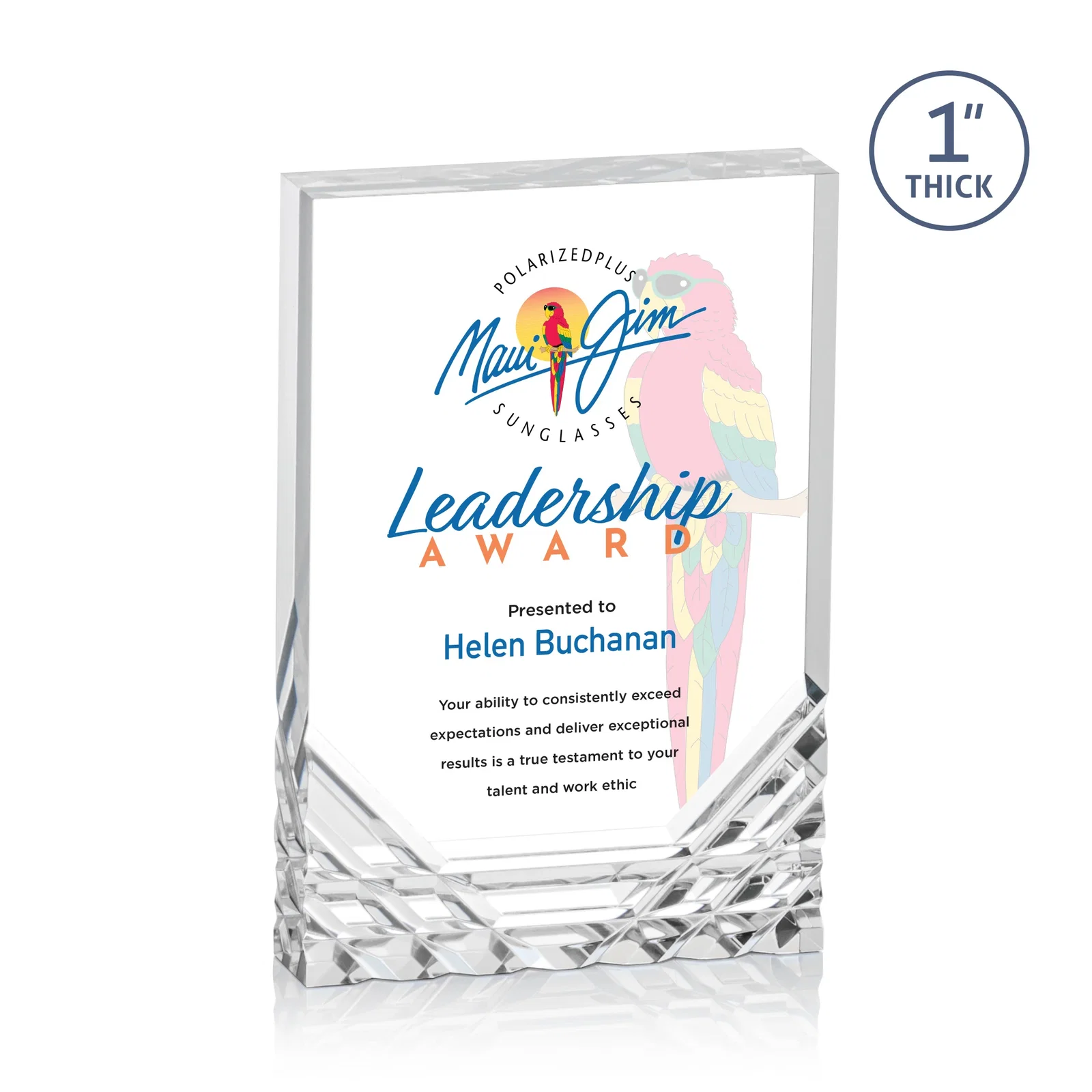 Personalized Acrylic Rectangle Award With Color-Reflecting Cut Base for dealer and partner awards