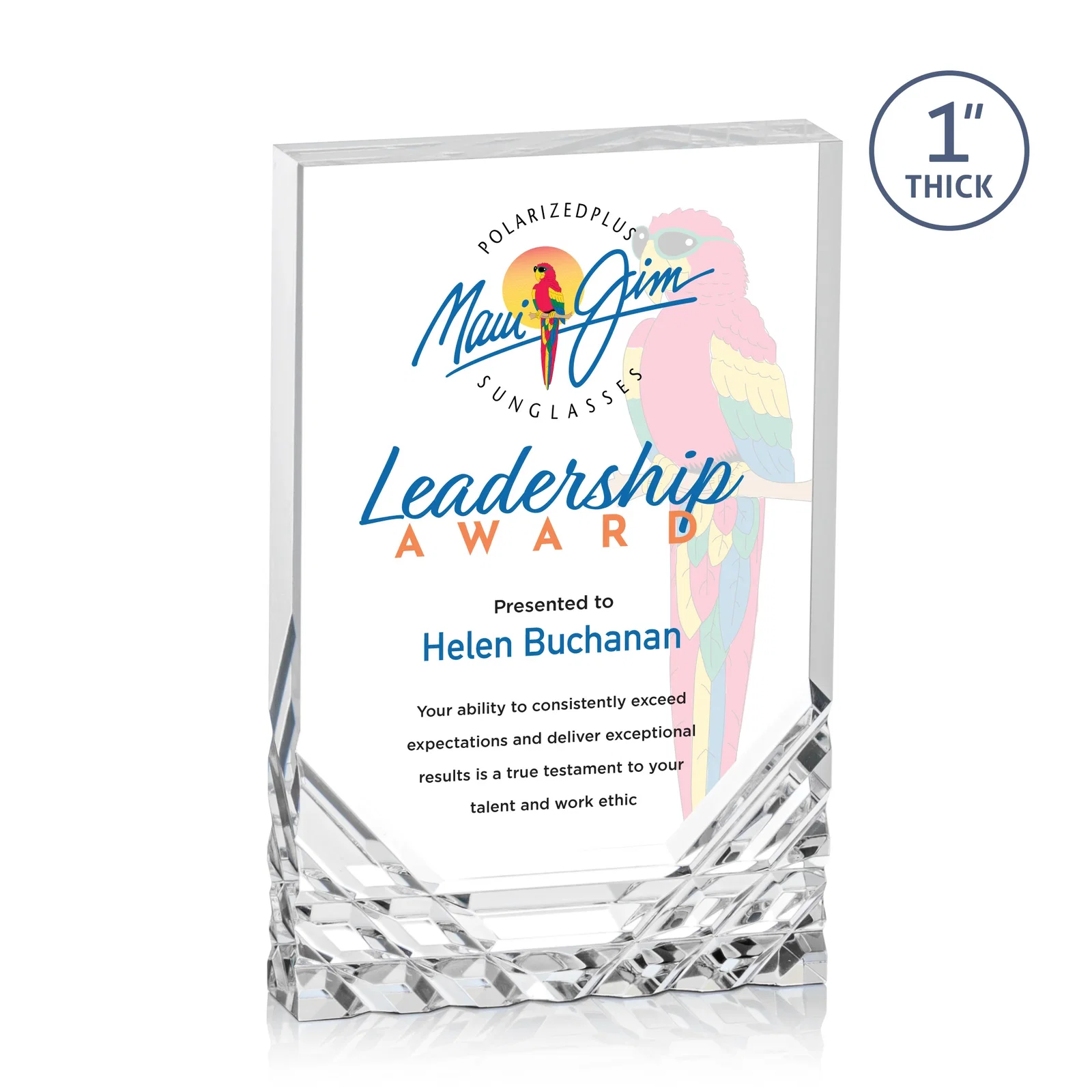 Personalized Acrylic Rectangle Award With Color-Reflecting Cut Base for company anniversary events