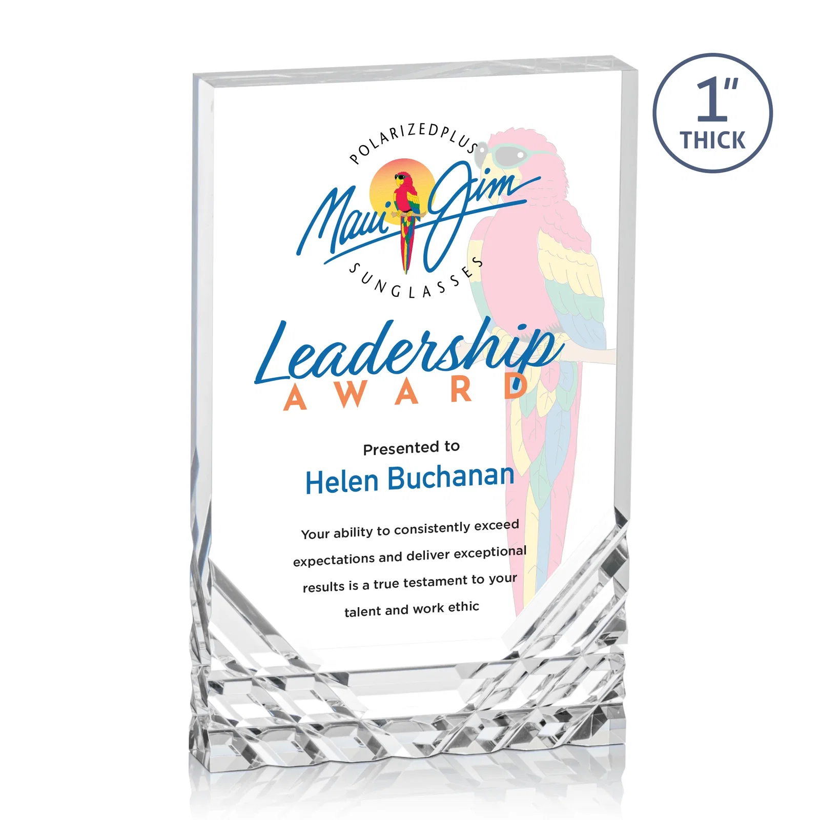 Promotional Acrylic Rectangle Award With Color-Reflecting Cut Base for employee recognition