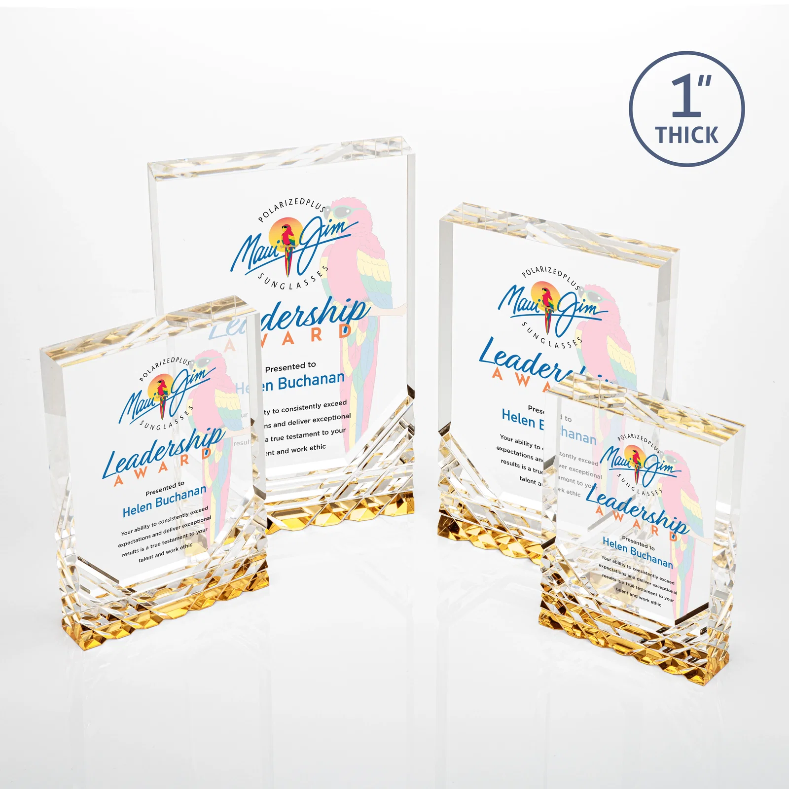 Promotional Acrylic Rectangle Award With Color-Reflecting Cut Base for corporate award ceremonies