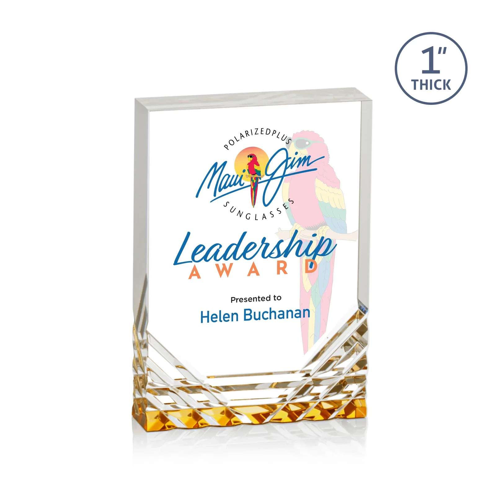 Promotional Acrylic Rectangle Award With Color-Reflecting Cut Base for service anniversary gifts