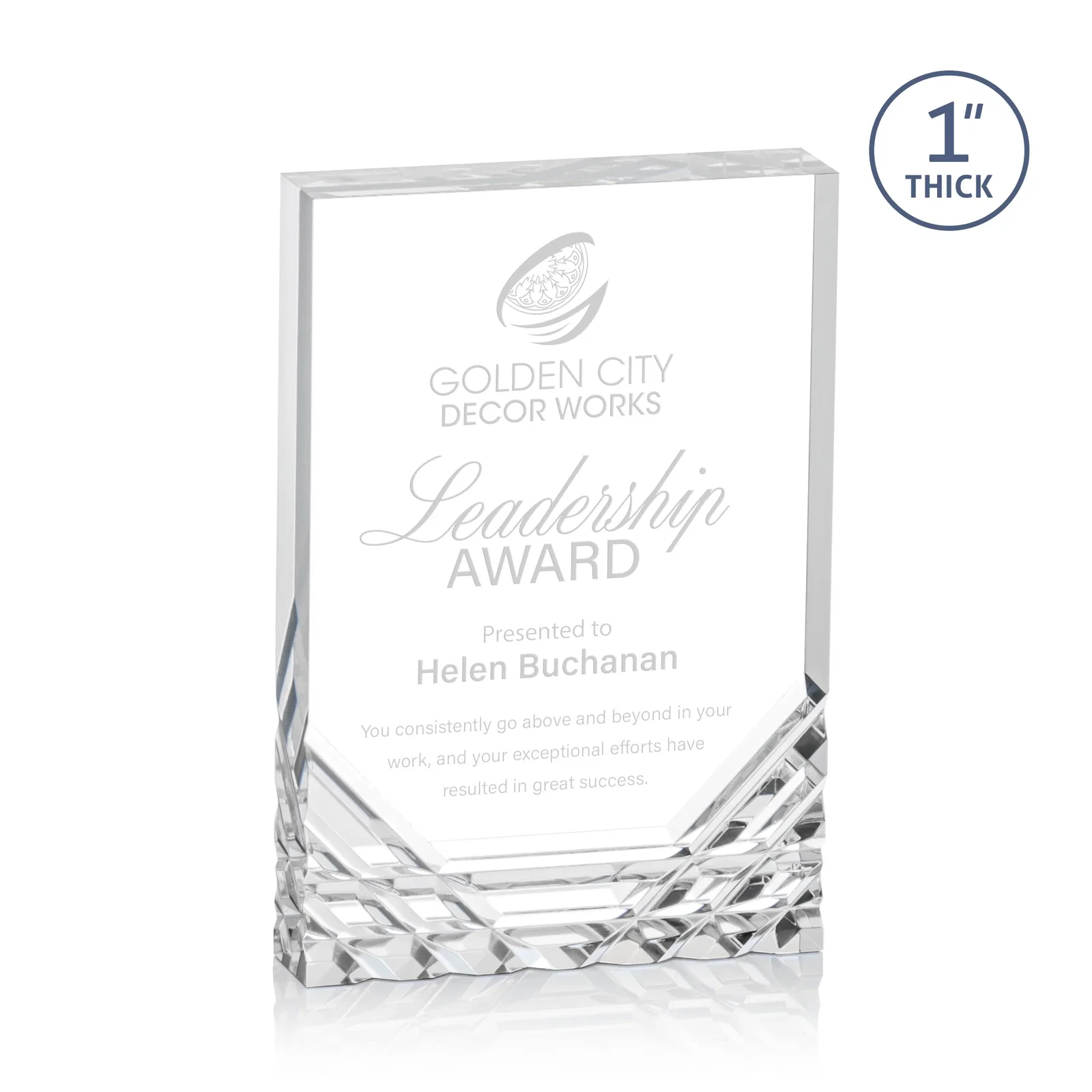 Custom Acrylic Rectangle Award With Color-Reflecting Cut Base for service anniversary gifts