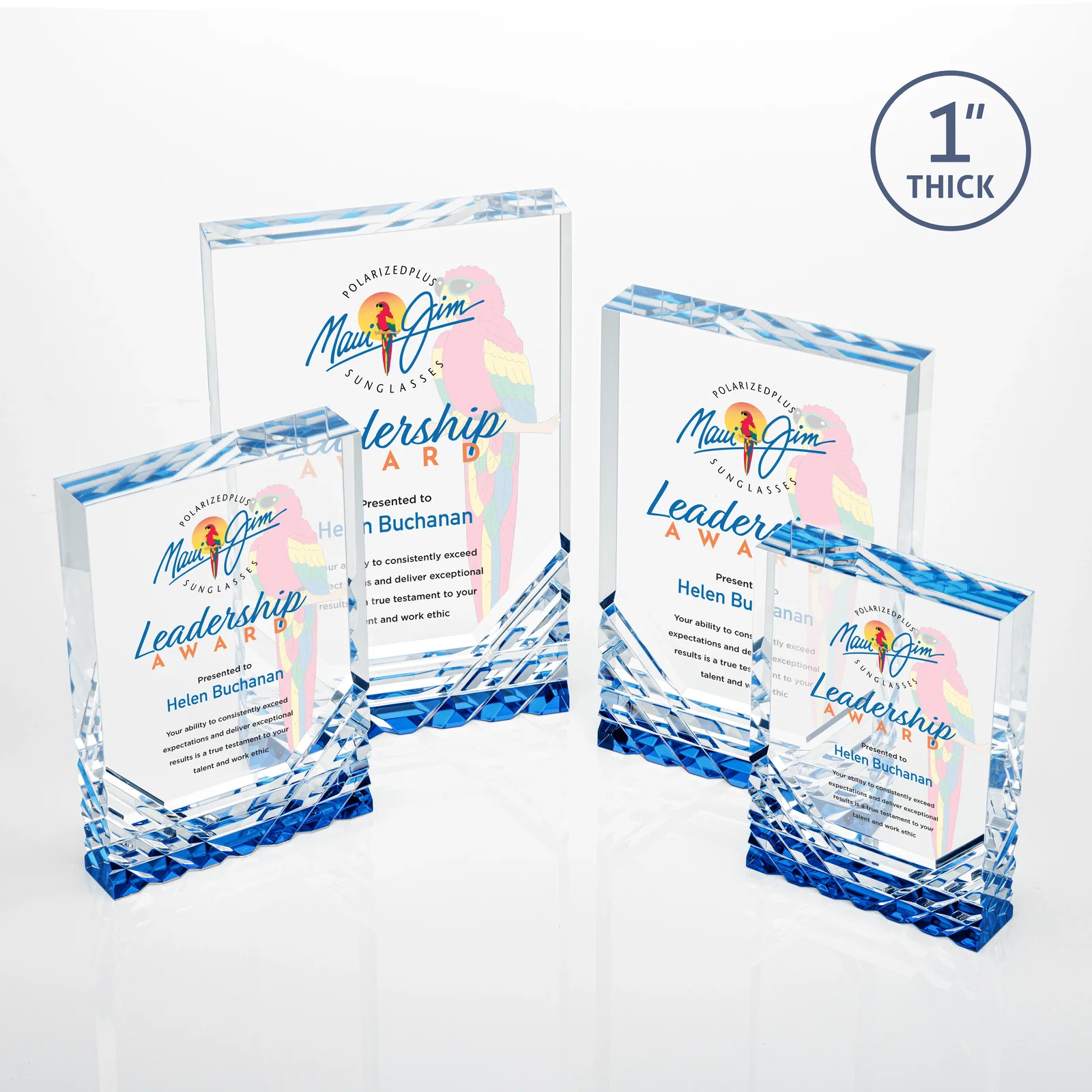 Promotional Acrylic Rectangle Award With Color-Reflecting Cut Base for donor appreciation