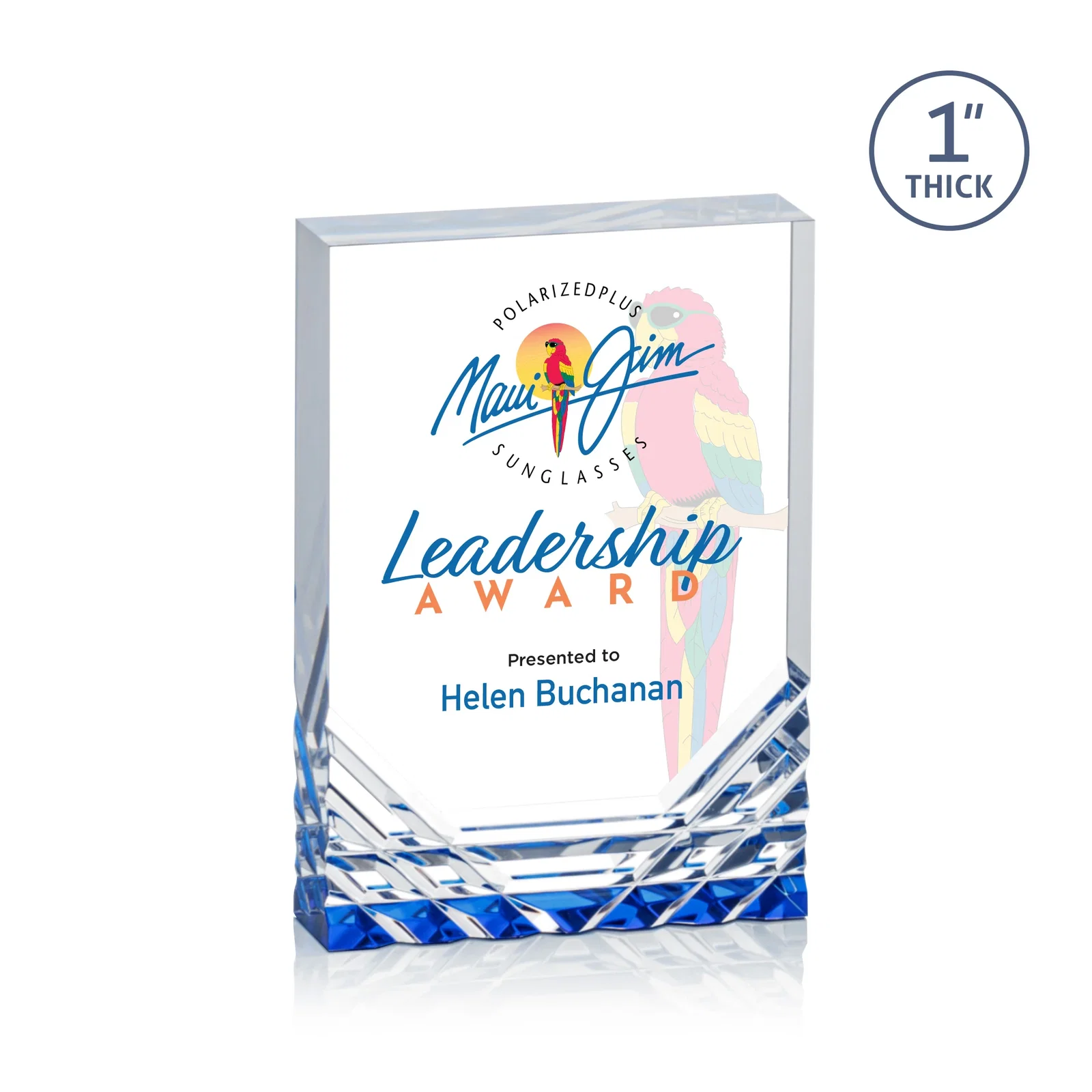 Promotional Acrylic Rectangle Award With Color-Reflecting Cut Base for graduation ceremonies