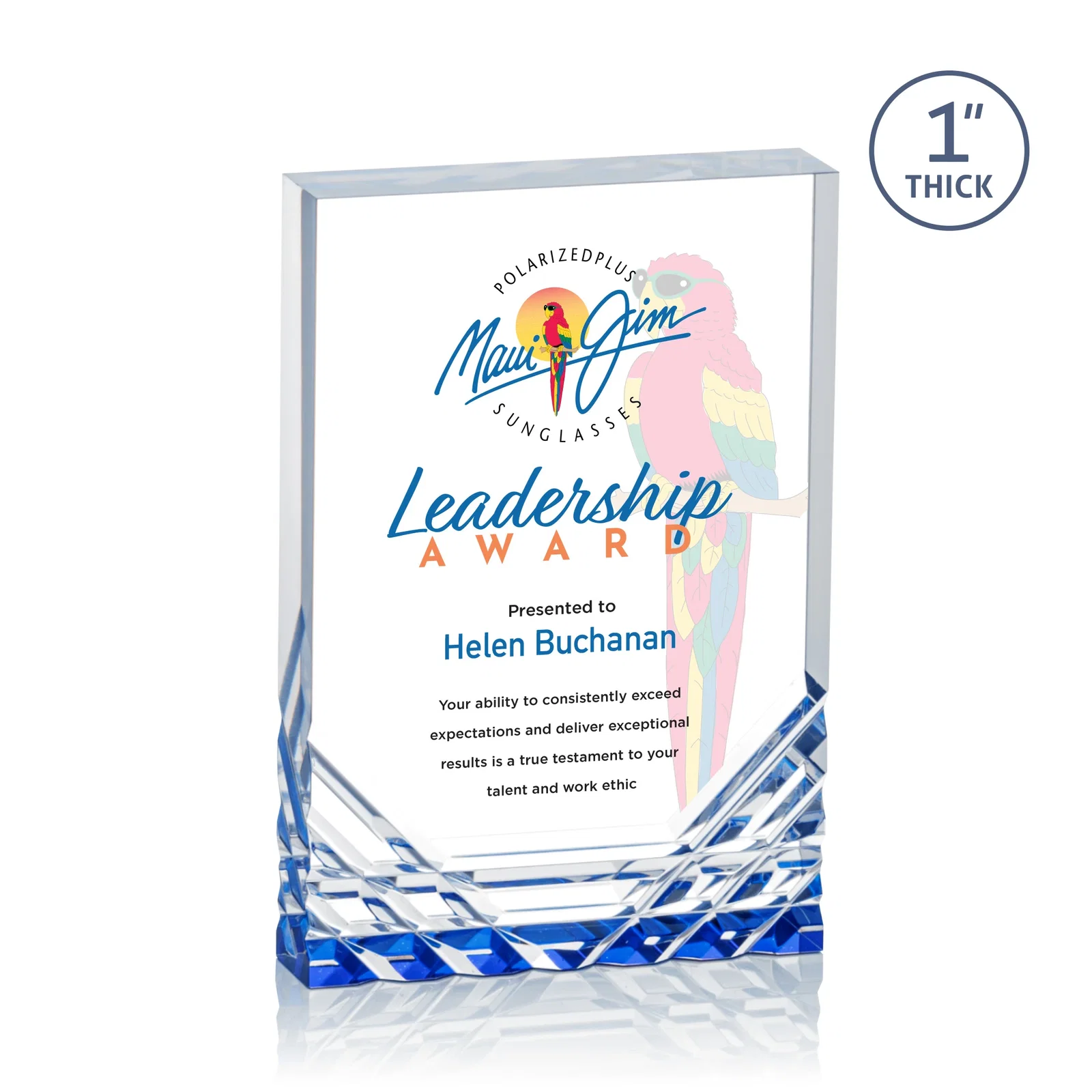 Promotional Acrylic Rectangle Award With Color-Reflecting Cut Base for safety achievement programs