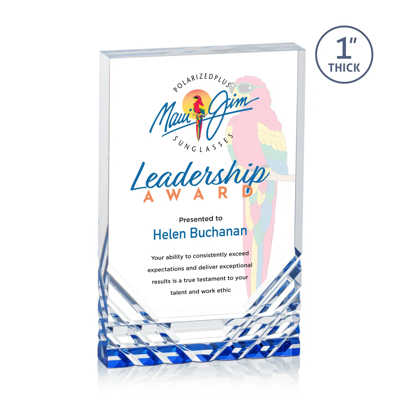 Promotional Acrylic Rectangle Award With Color-Reflecting Cut Base for volunteer appreciation