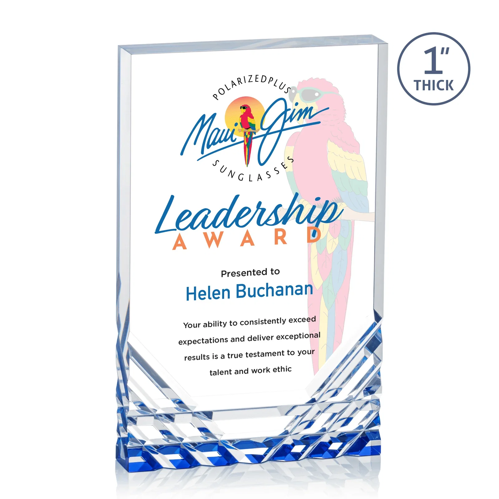 Promotional Acrylic Rectangle Award With Color-Reflecting Cut Base for dealer and partner awards