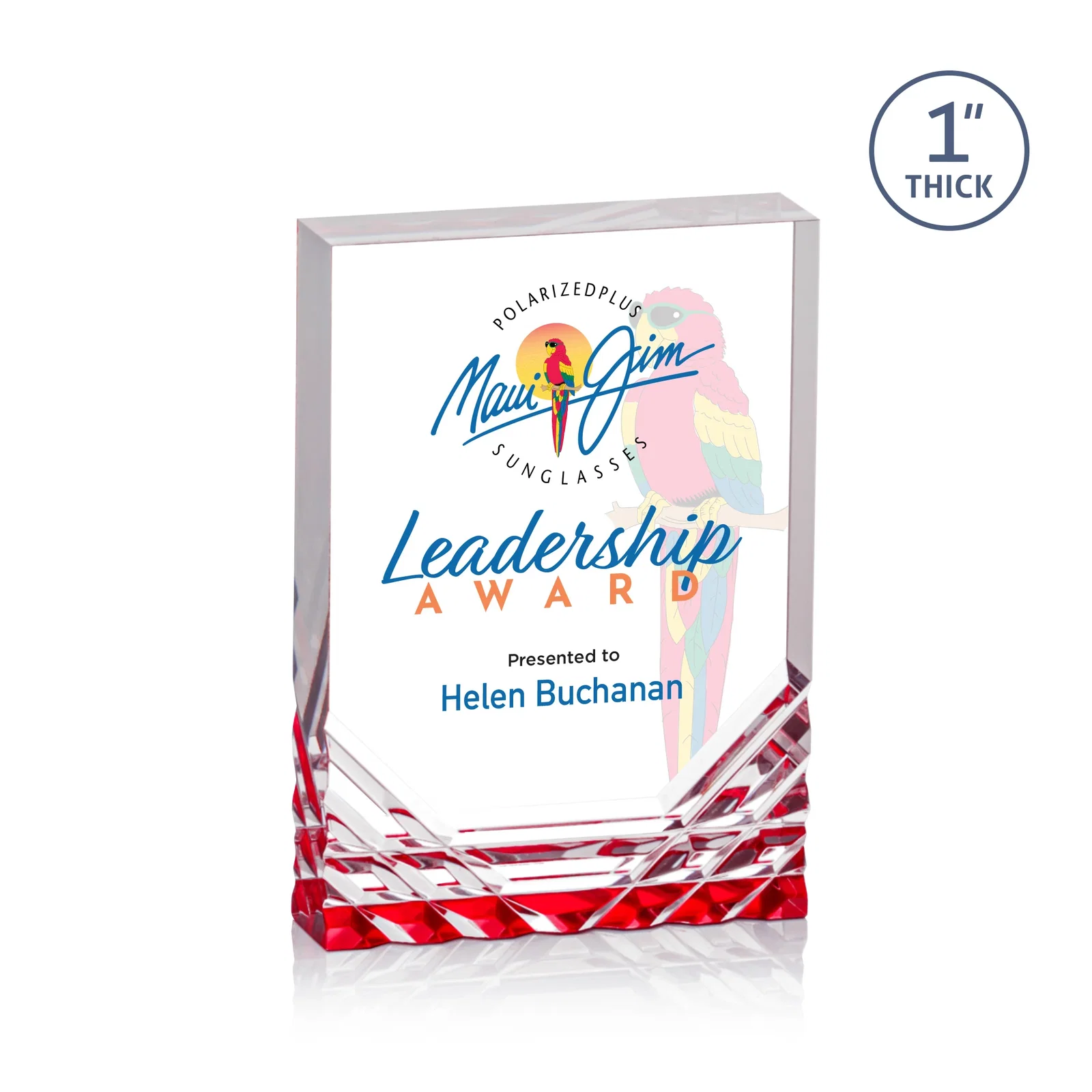 Branded Acrylic Rectangle Award With Color-Reflecting Cut Base for employee recognition