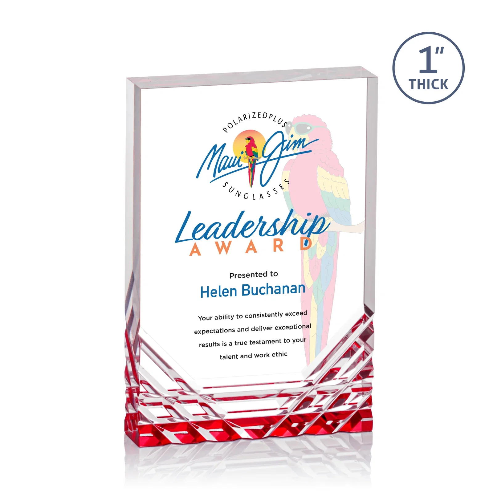 Branded Acrylic Rectangle Award With Color-Reflecting Cut Base for corporate award ceremonies