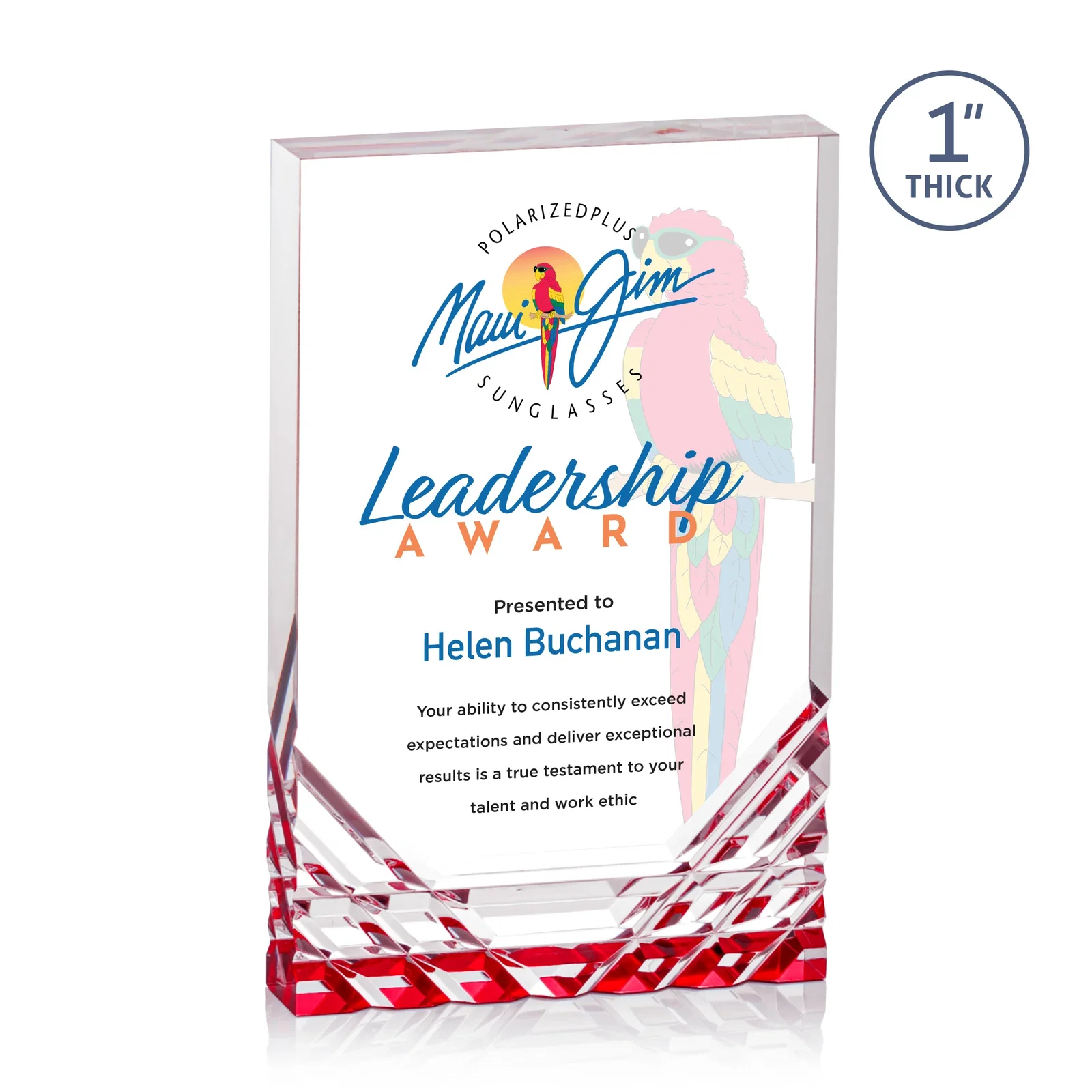 Branded Acrylic Rectangle Award With Color-Reflecting Cut Base for service anniversary gifts