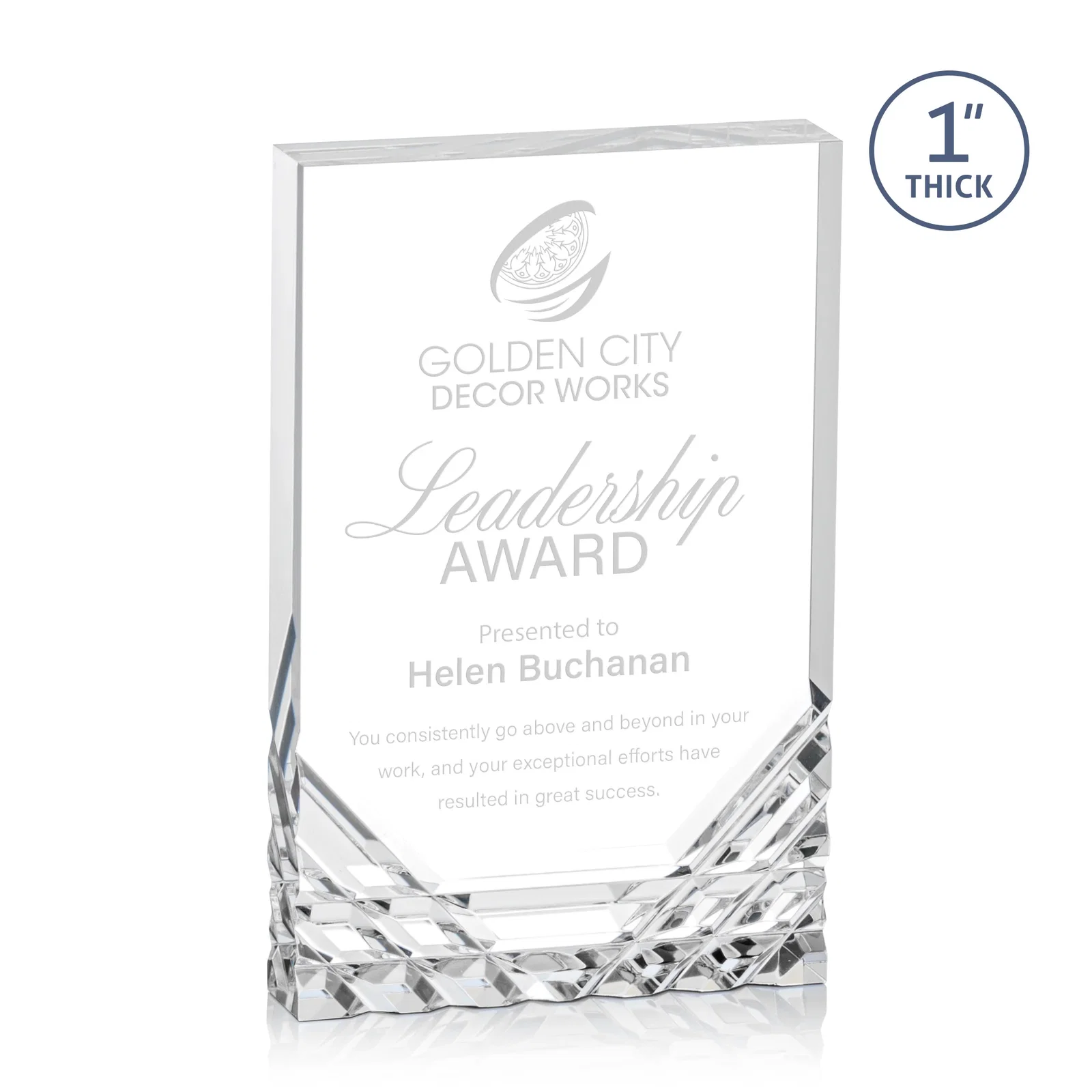 Custom Acrylic Rectangle Award With Color-Reflecting Cut Base for sales achievement awards