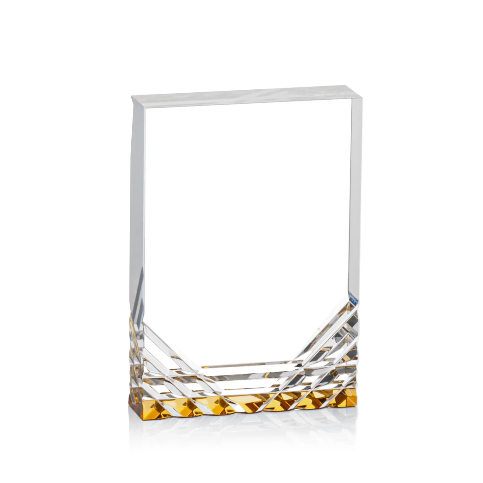 Branded Acrylic Rectangle Award With Color-Reflecting Cut Base for retirement presentations
