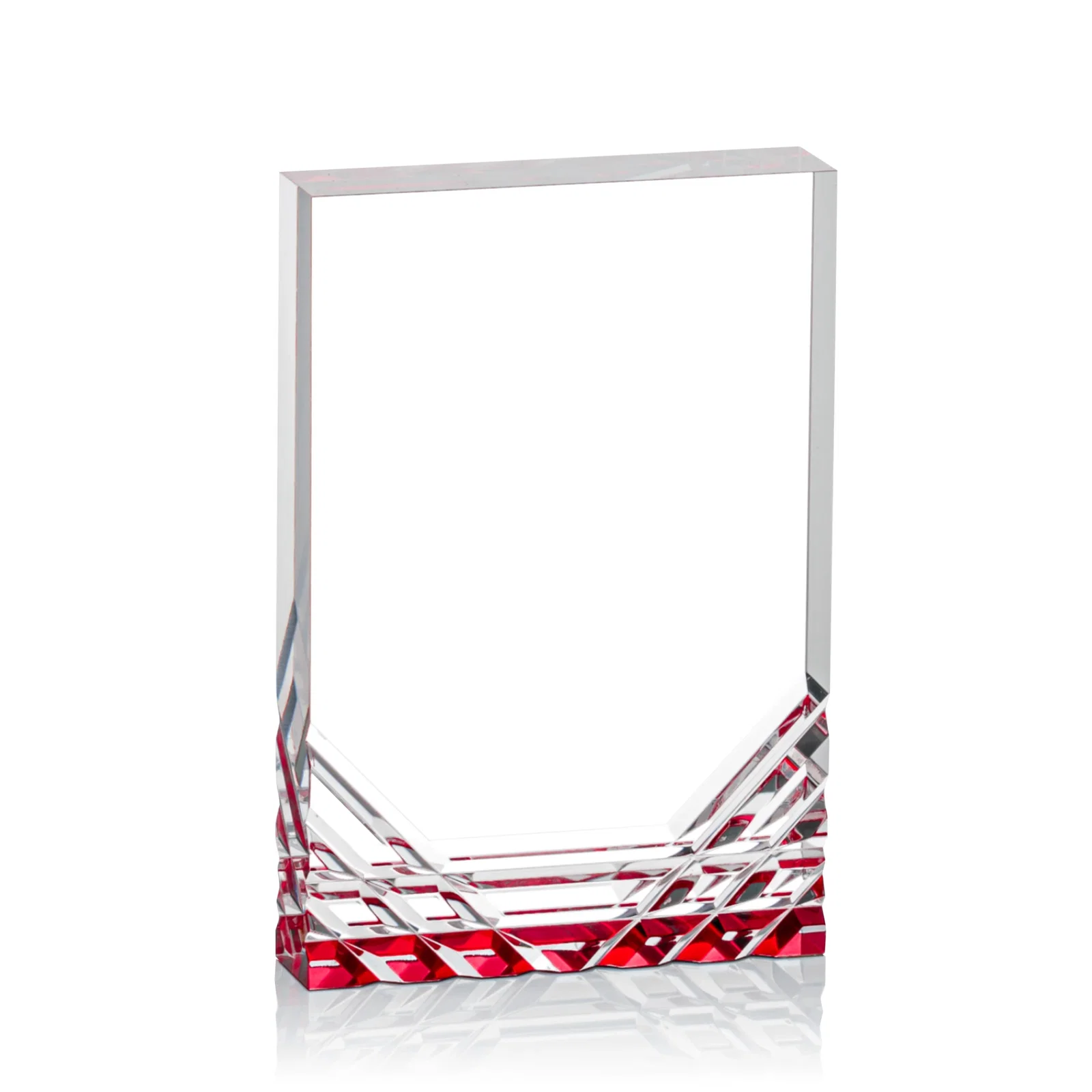 Custom printed Acrylic Rectangle Award With Color-Reflecting Cut Base for corporate award ceremonies