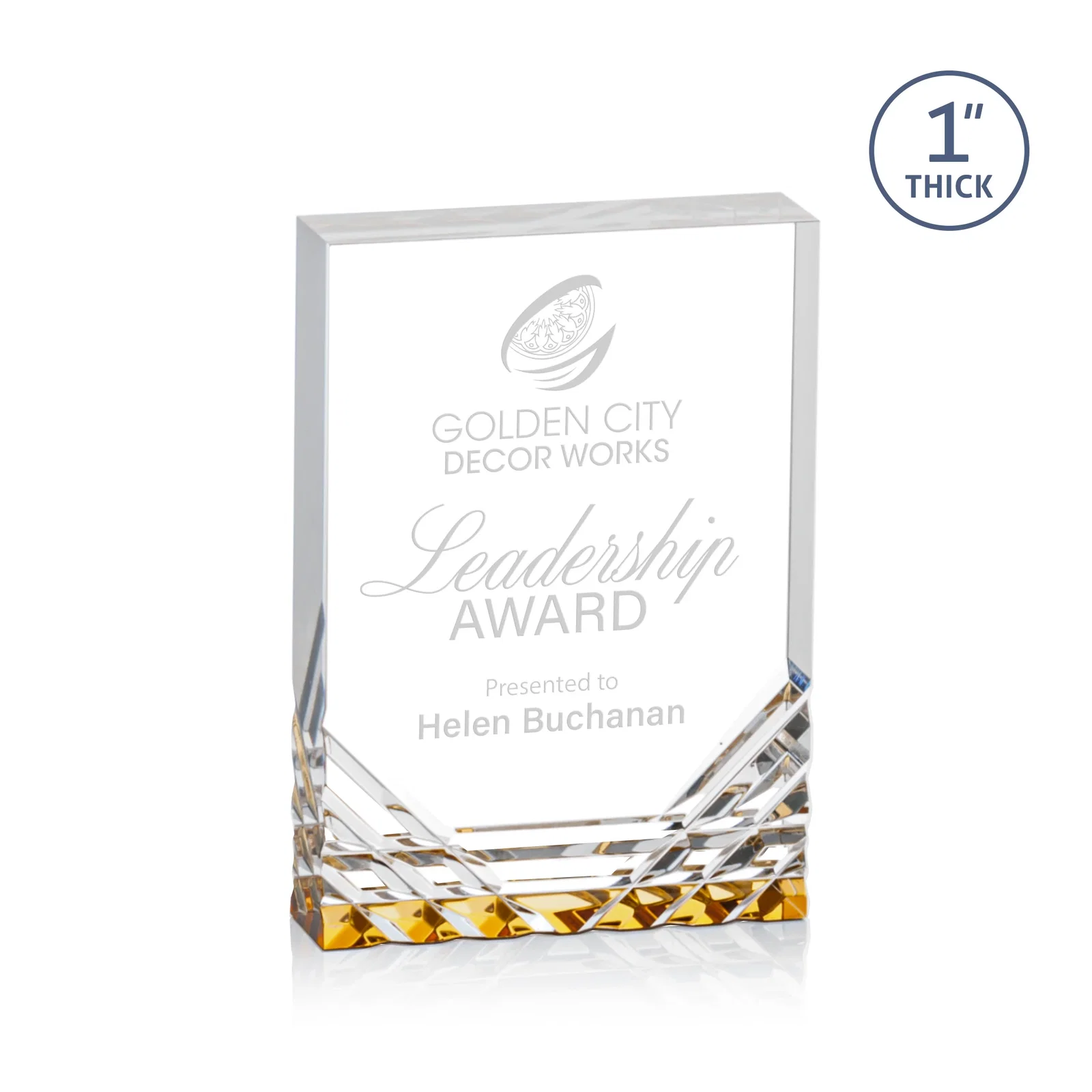 Custom Acrylic Rectangle Award With Color-Reflecting Cut Base for donor appreciation