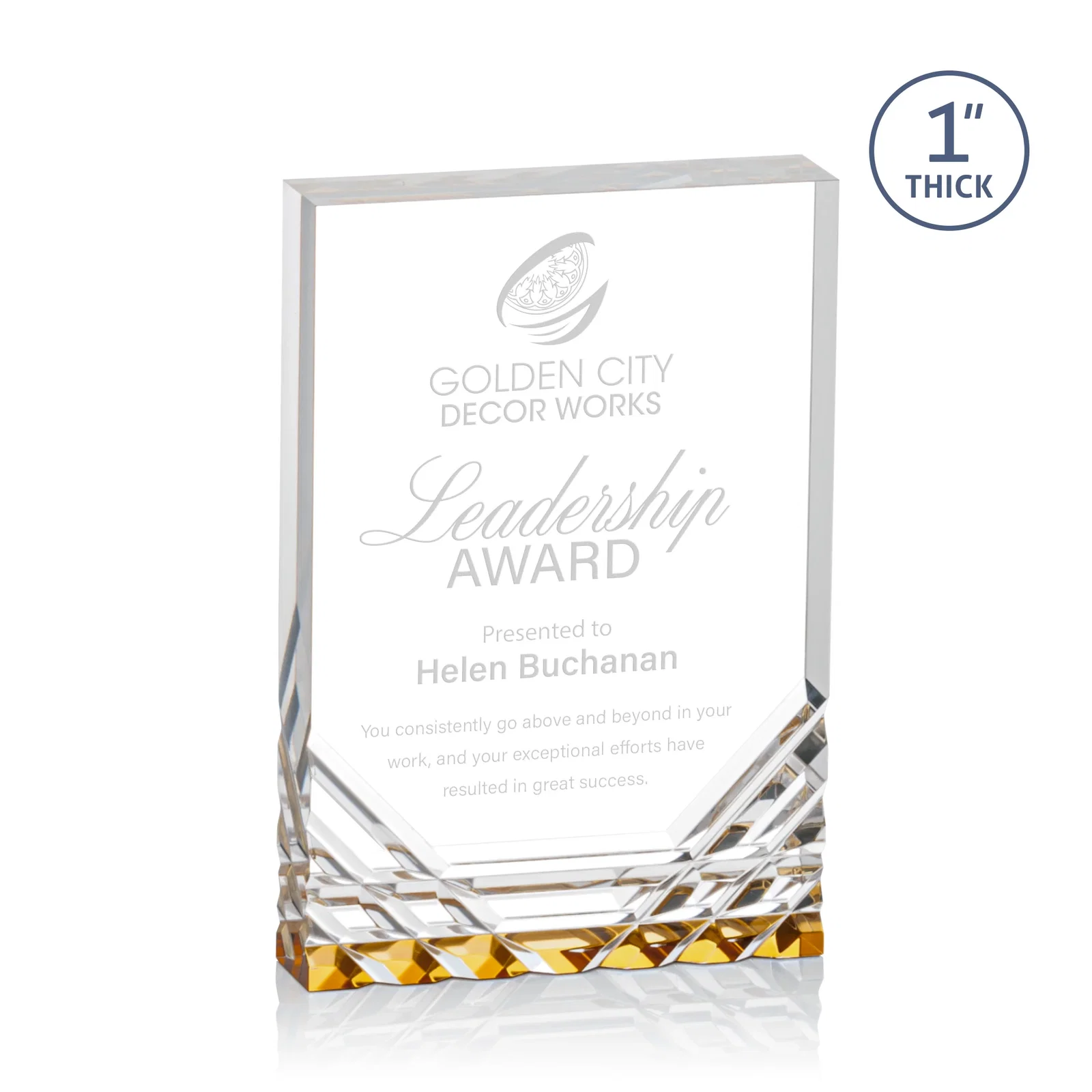 Custom Acrylic Rectangle Award With Color-Reflecting Cut Base for graduation ceremonies
