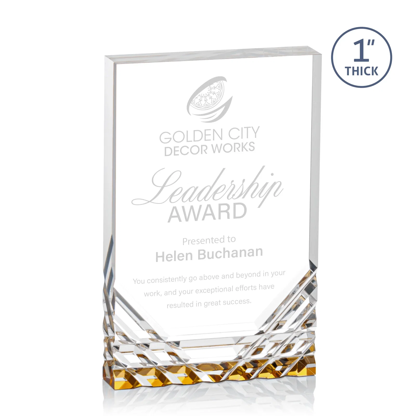 Custom Acrylic Rectangle Award With Color-Reflecting Cut Base for safety achievement programs