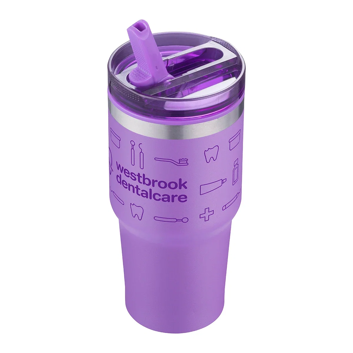 Close-up of the custom logo imprint area on the Elgin Travel Tumbler