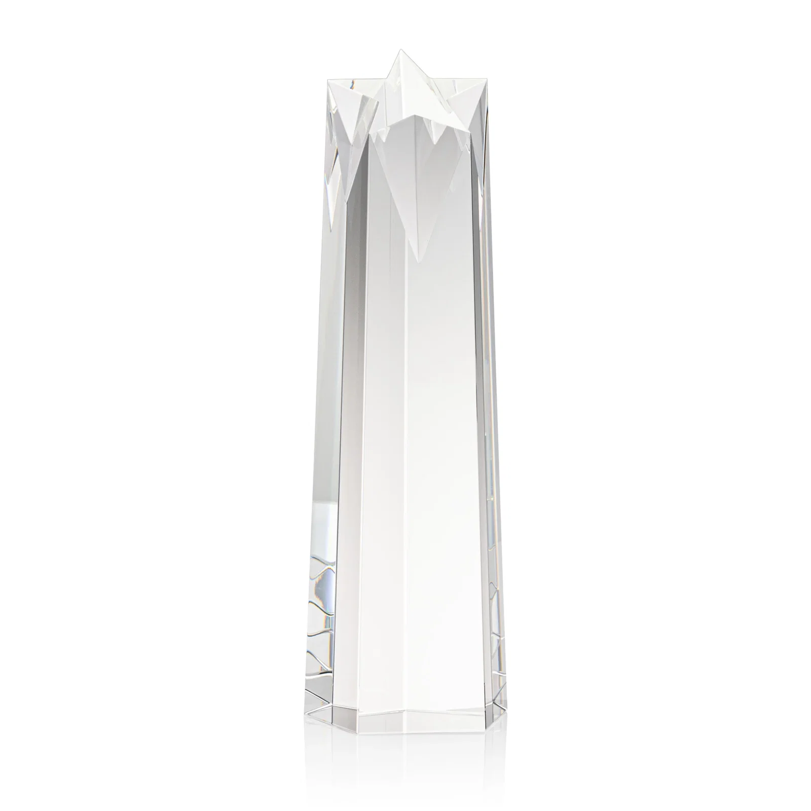 Custom Optical Crystal Obelisk Award With Flat Star-Shaped Top for dealer and partner awards