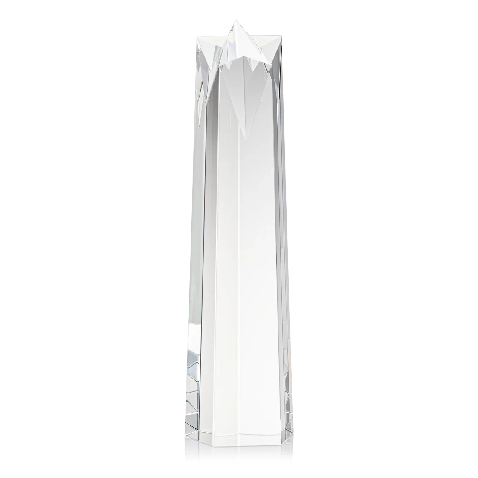 Custom Optical Crystal Obelisk Award With Flat Star-Shaped Top for company anniversary events