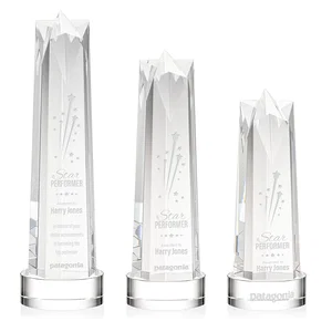 Optical Crystal Obelisk Award with Flat Star Face